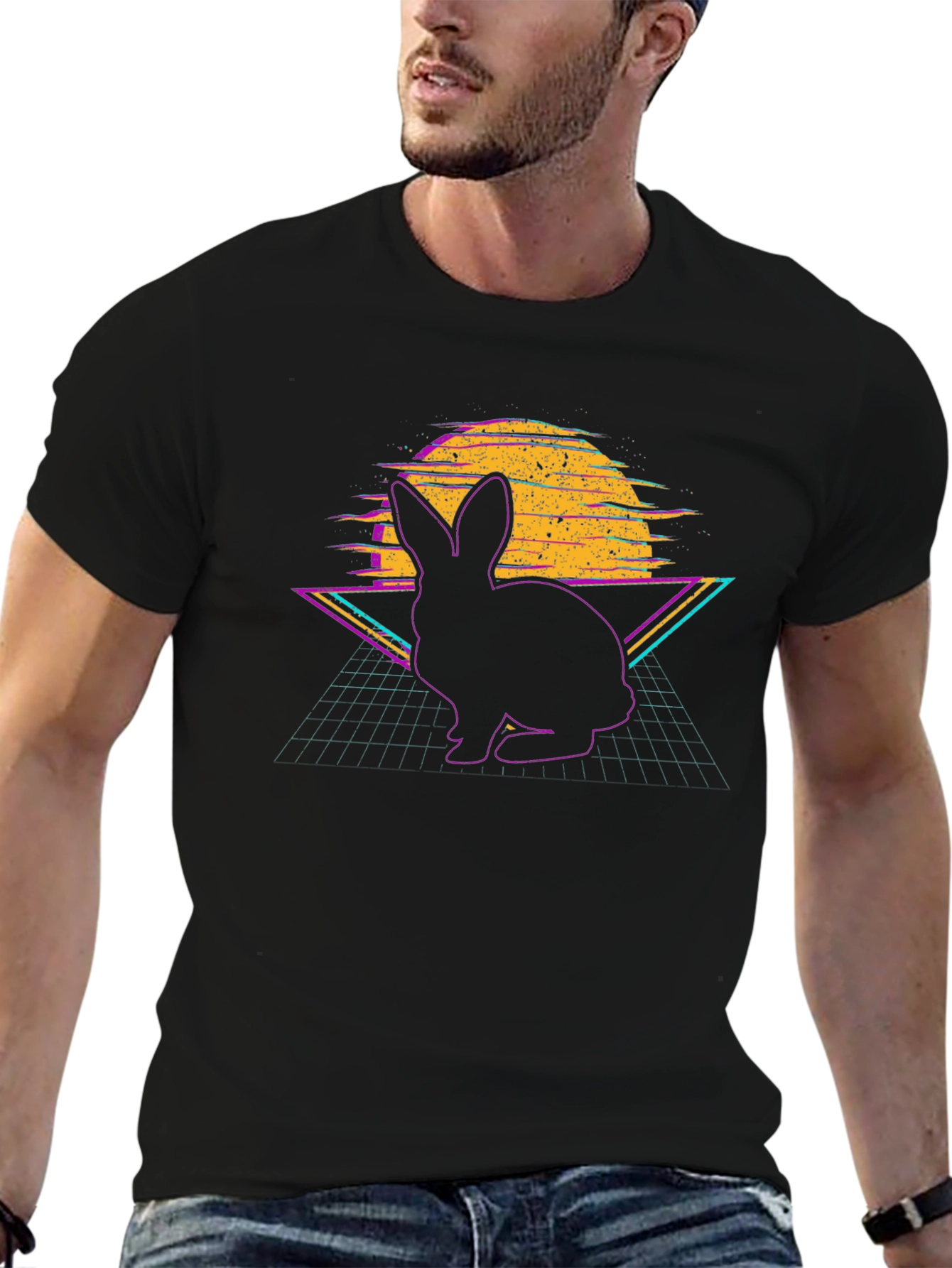 Retro Rabbit T-Shirt - Vaporwave Bunny Design - 6