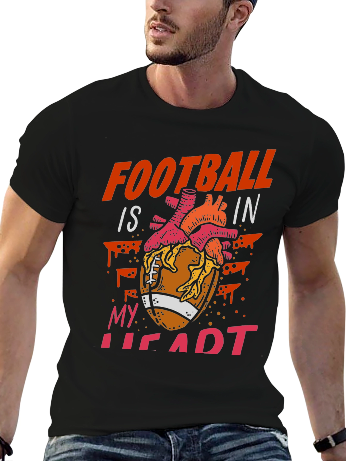 Black Football is in My Heart Graphic Tee view 6