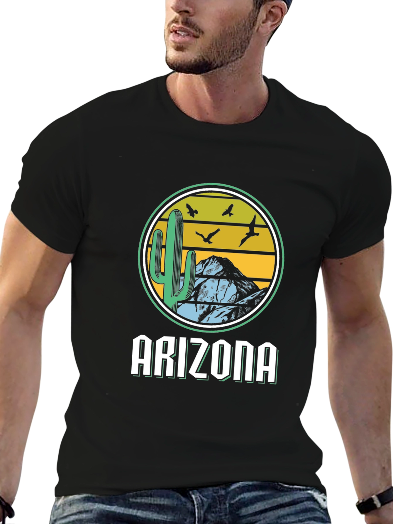 Black Arizona Desert Graphic Tee - Unisex Black T-Shirt view 6