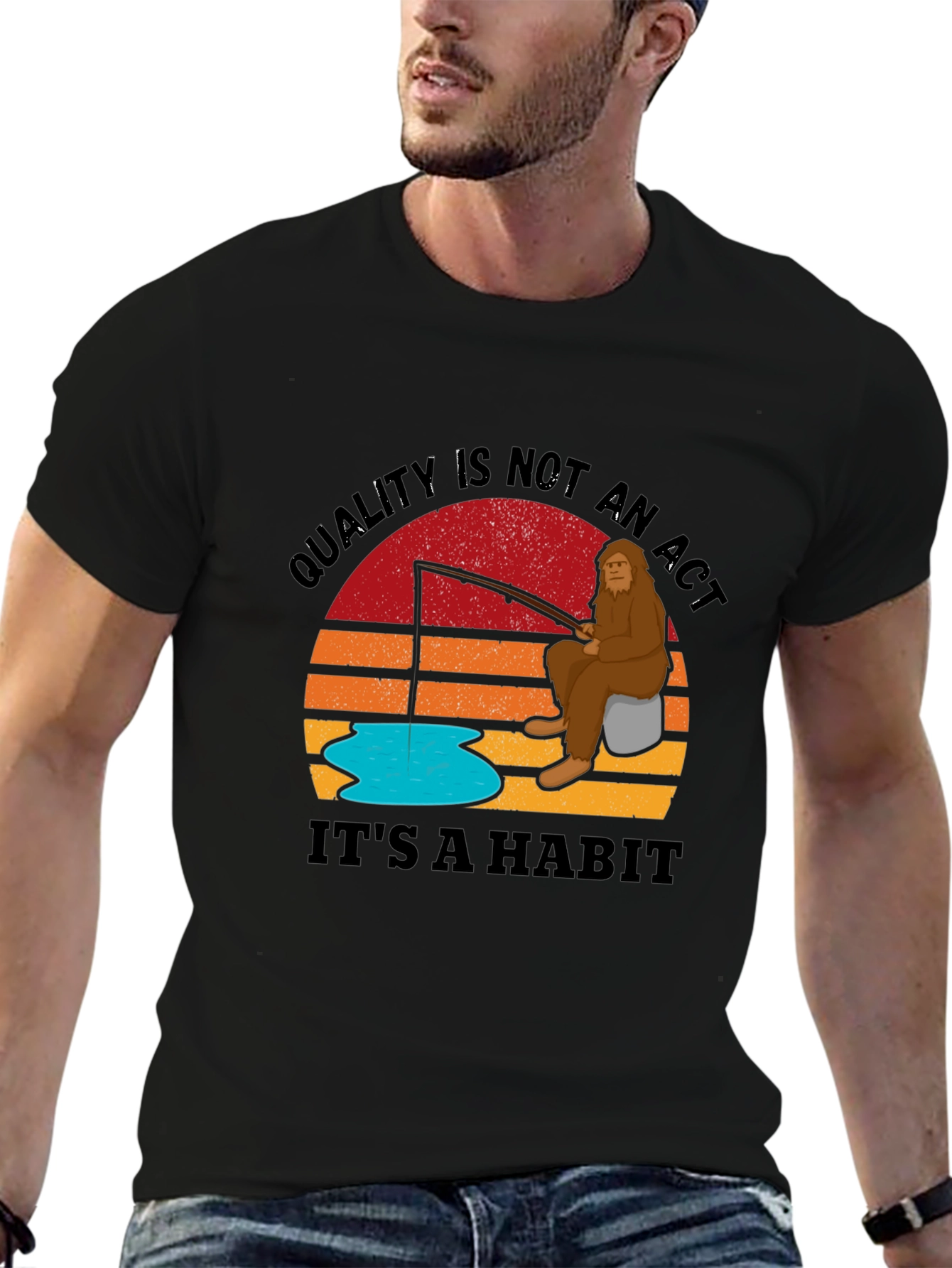 Black Sasquatch Fishing T-Shirt - Quality is a Habit view 6
