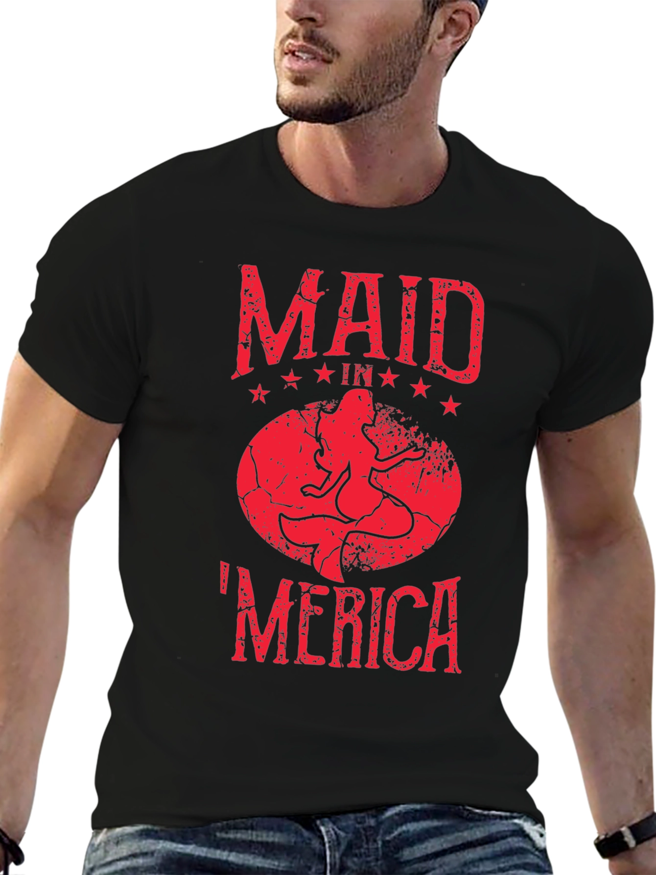 Black Maid in 'Merica T-Shirt - Patriotic Mermaid Tee view 6