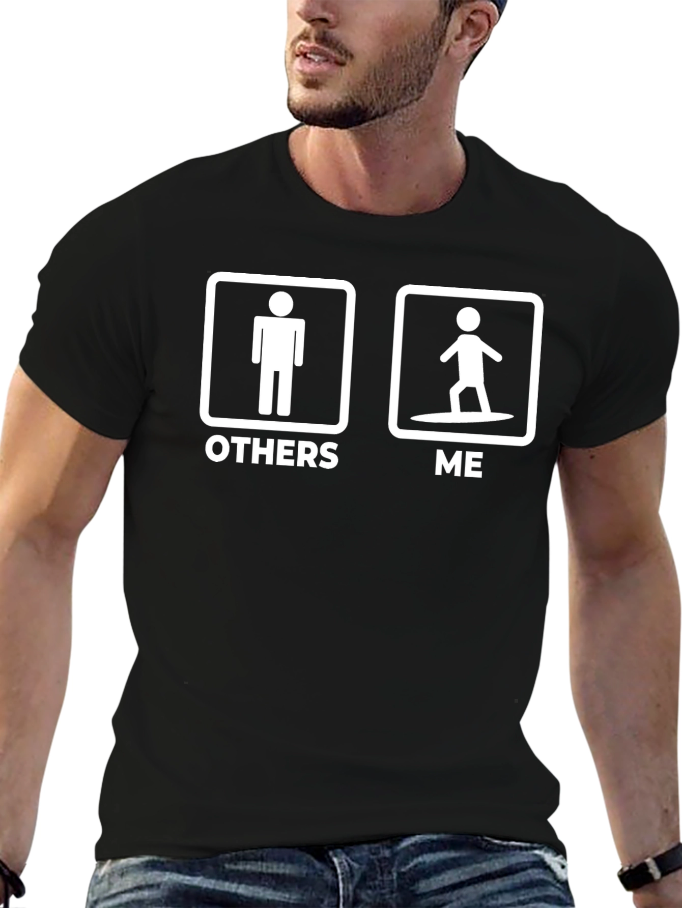 Black Others Me Surfing Graphic T-Shirt view 6