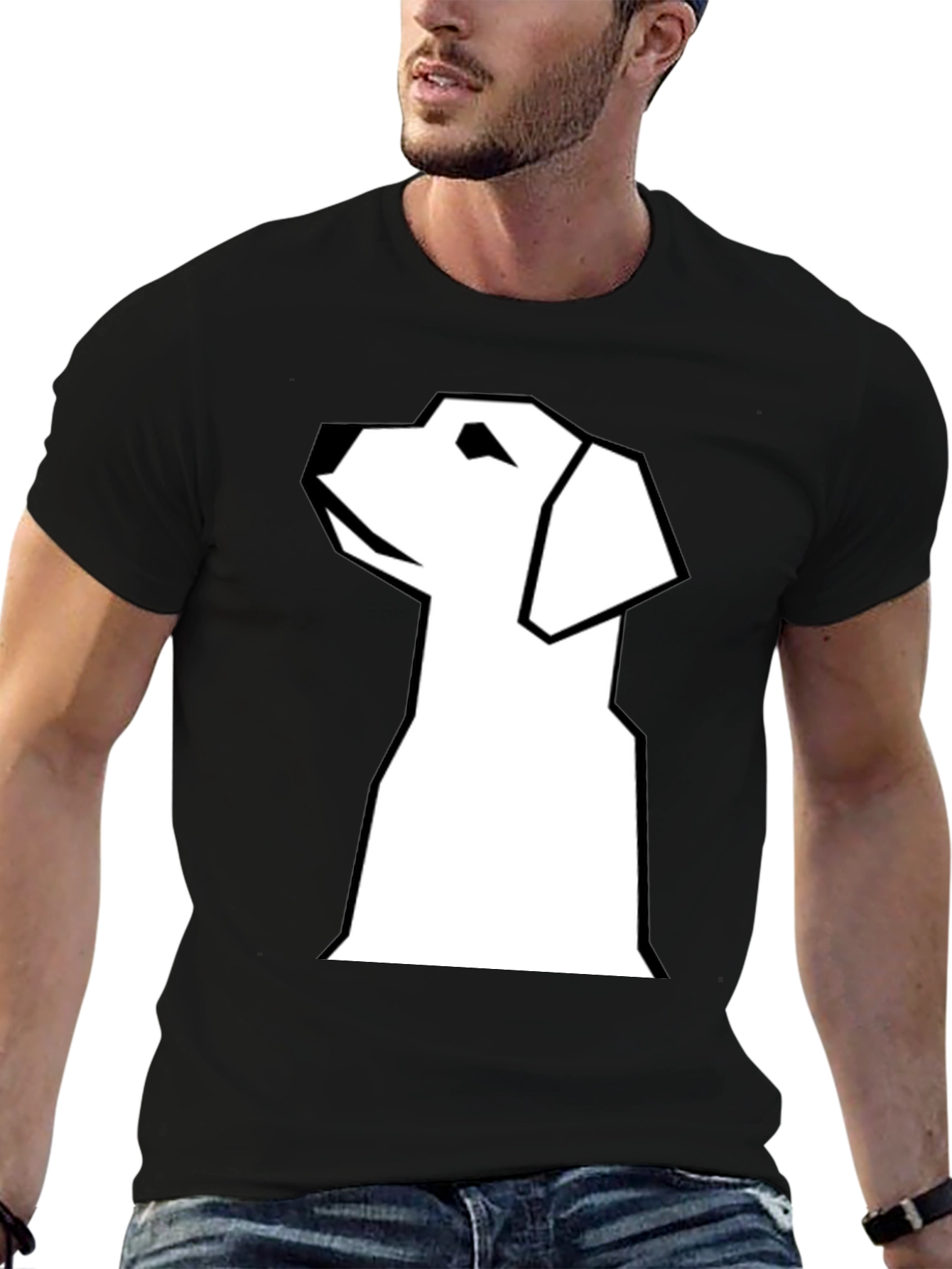 Black Geometric Dog Graphic Tee - Modern Style view 6