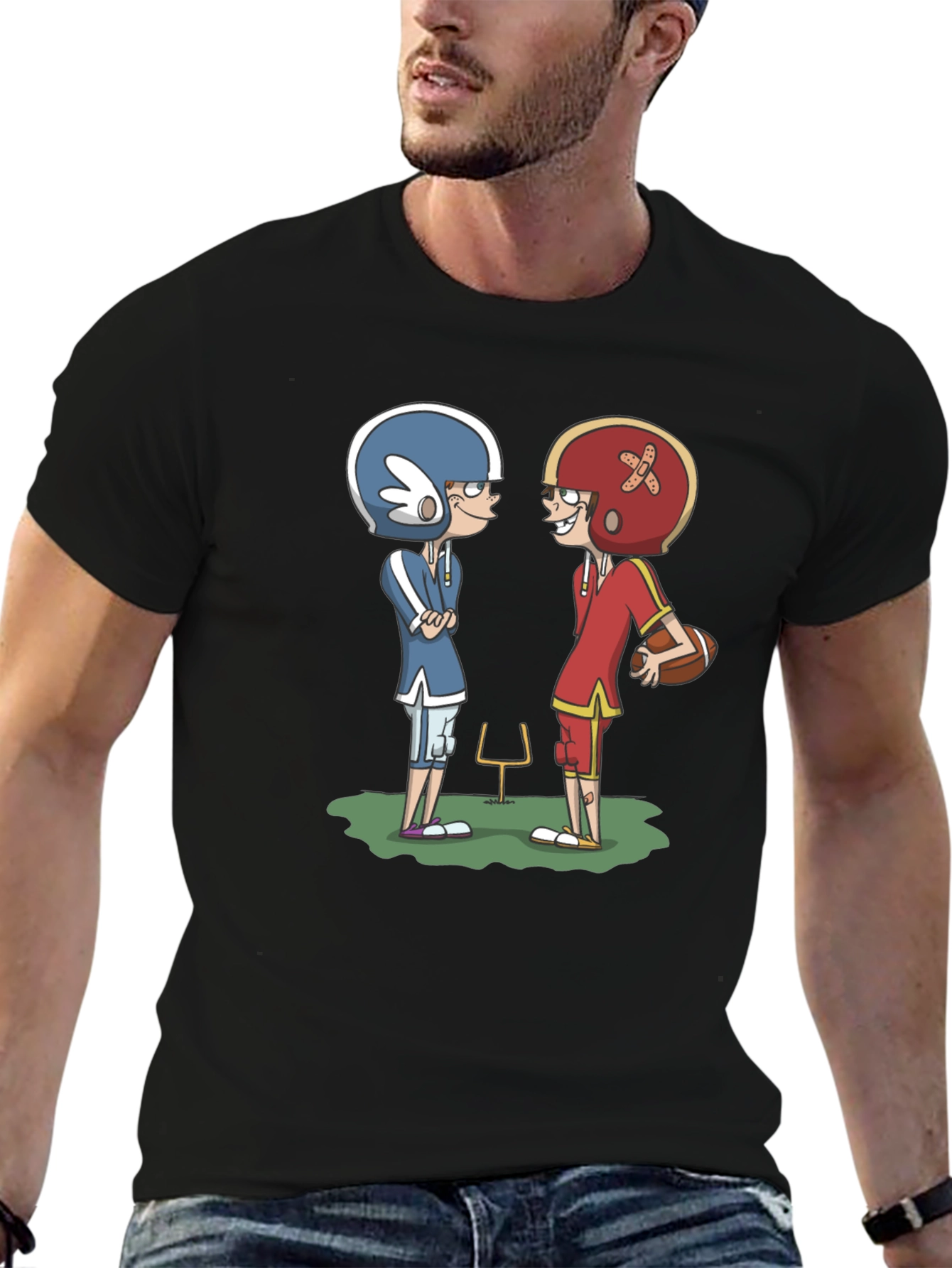 Black Cartoon Football T-Shirt view 6