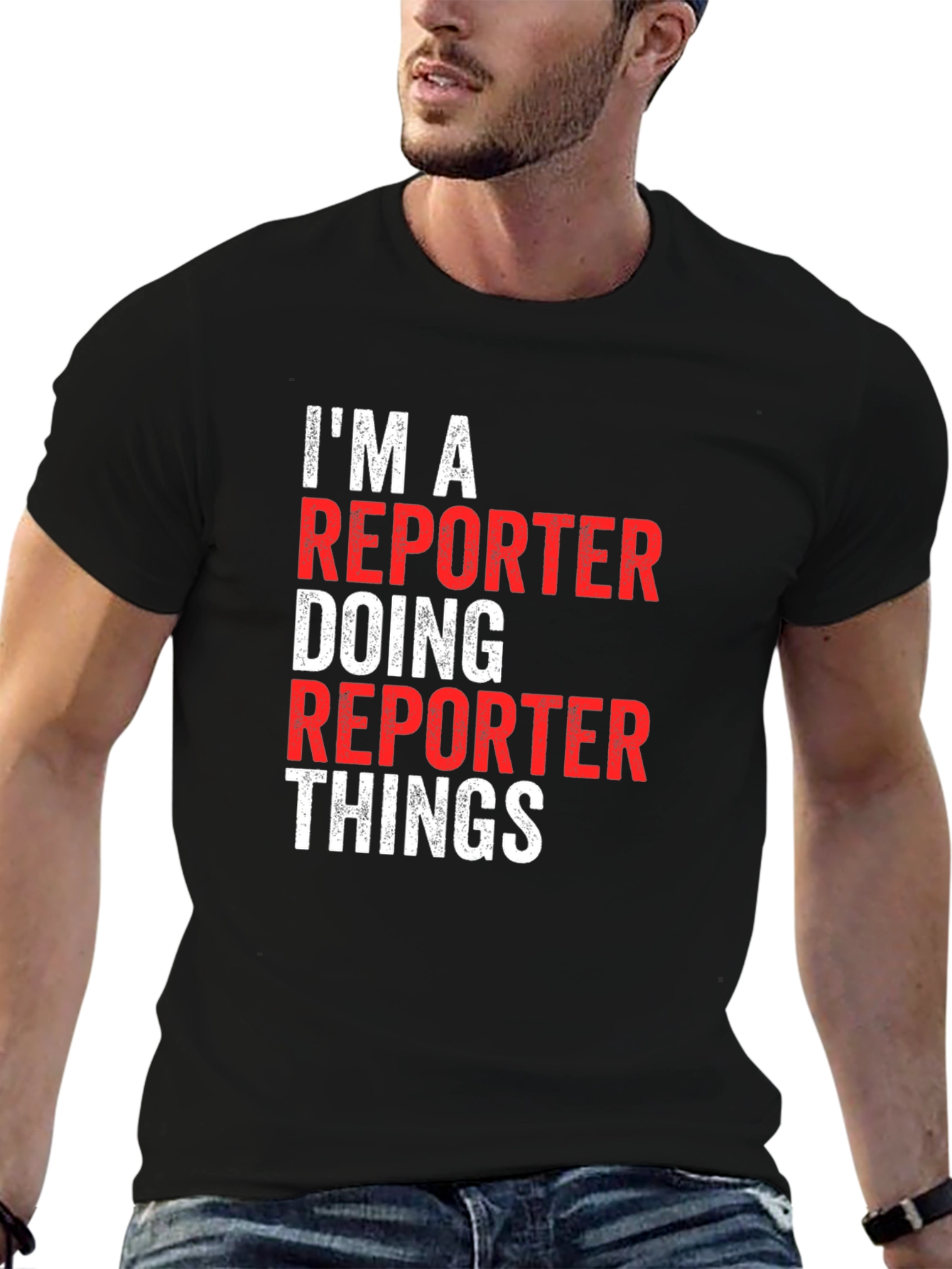 Black Reporter T-Shirt - I'm A Reporter Doing Reporter Things view 6
