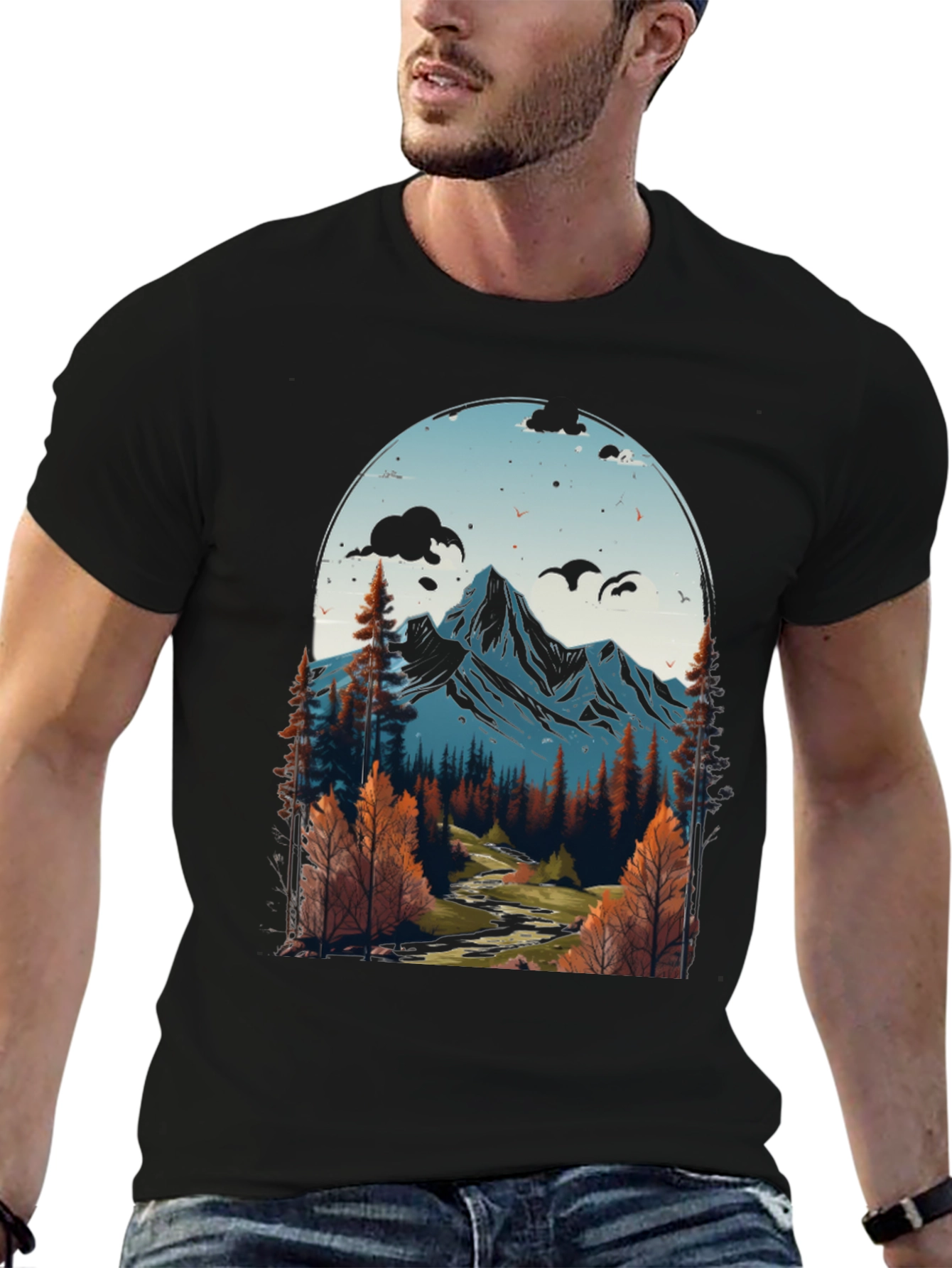 Black Mountain Vista Graphic Tee - Nature Inspired Design view 6