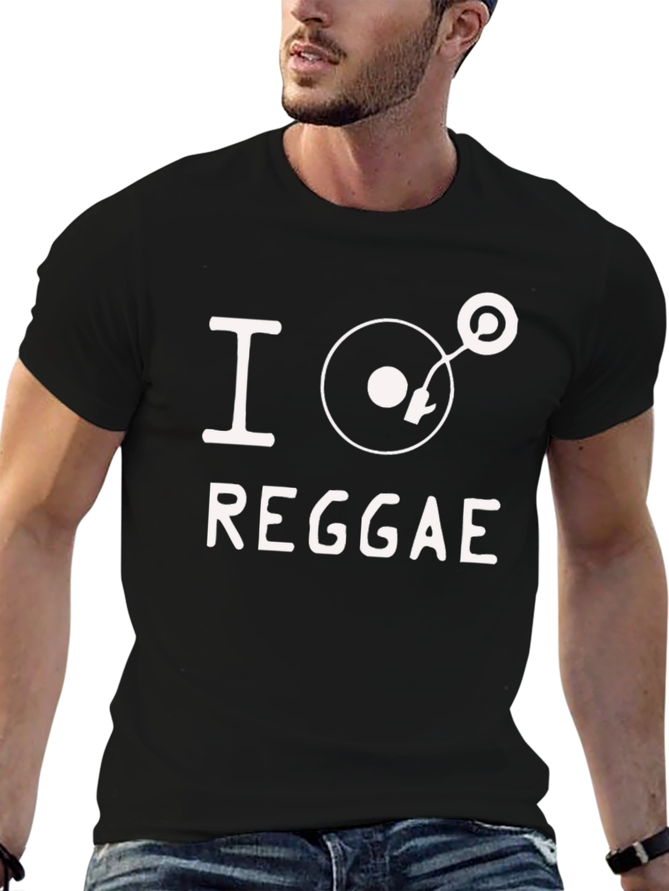 Black I Love Reggae Black T-Shirt view 6