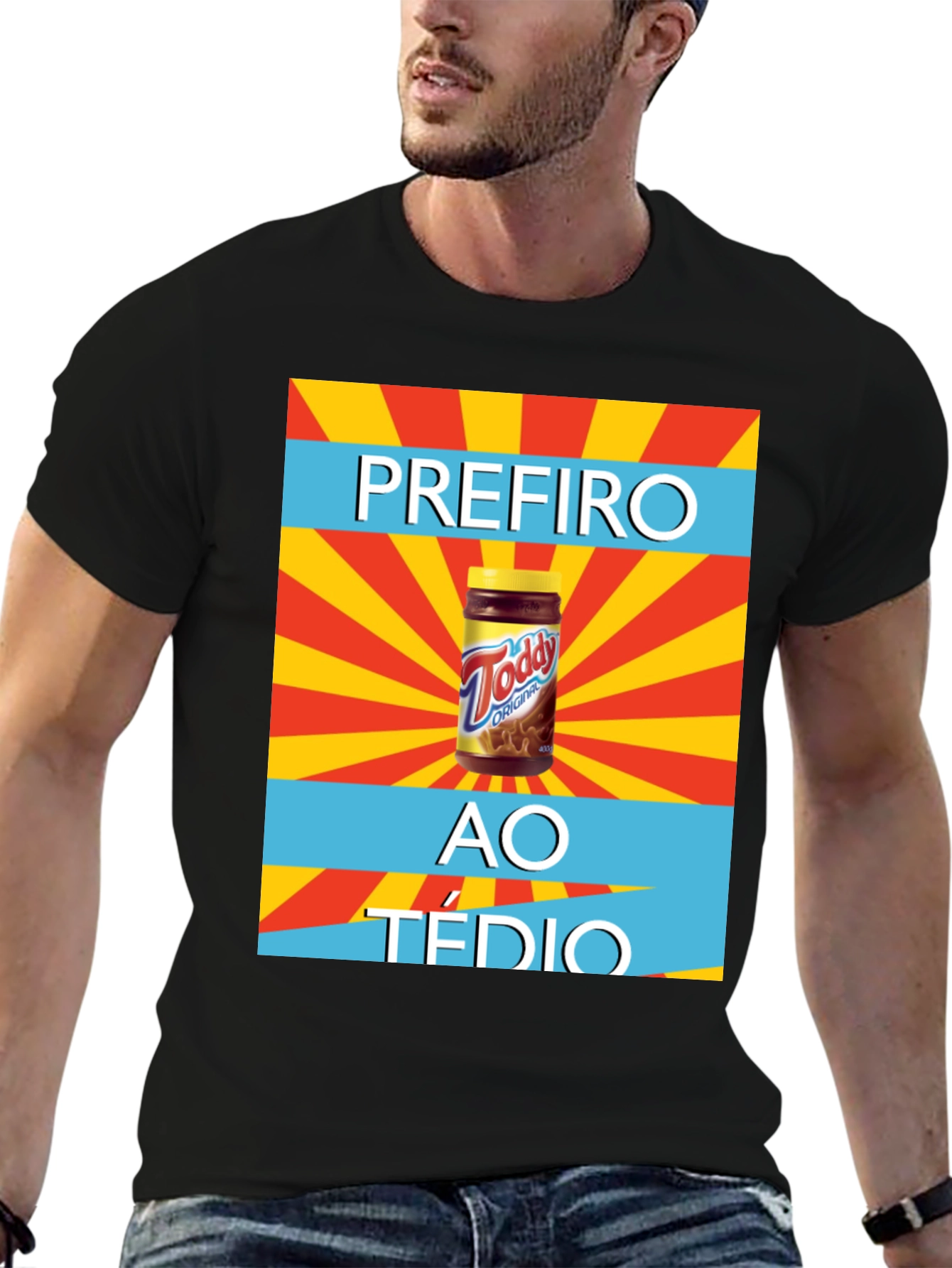 Black Todd Original T-Shirt - Prefiro Ao Tédio Graphic Tee view 6