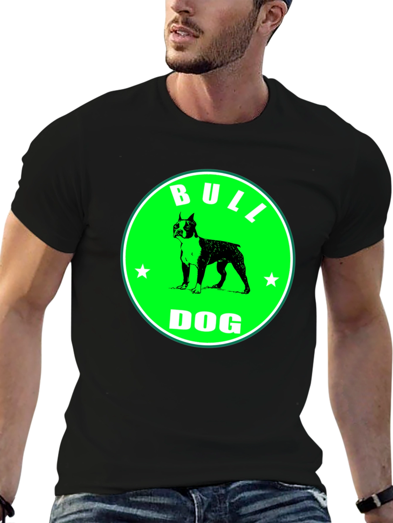 Black Bulldog Graphic Tee - Black Cotton T-Shirt view 6
