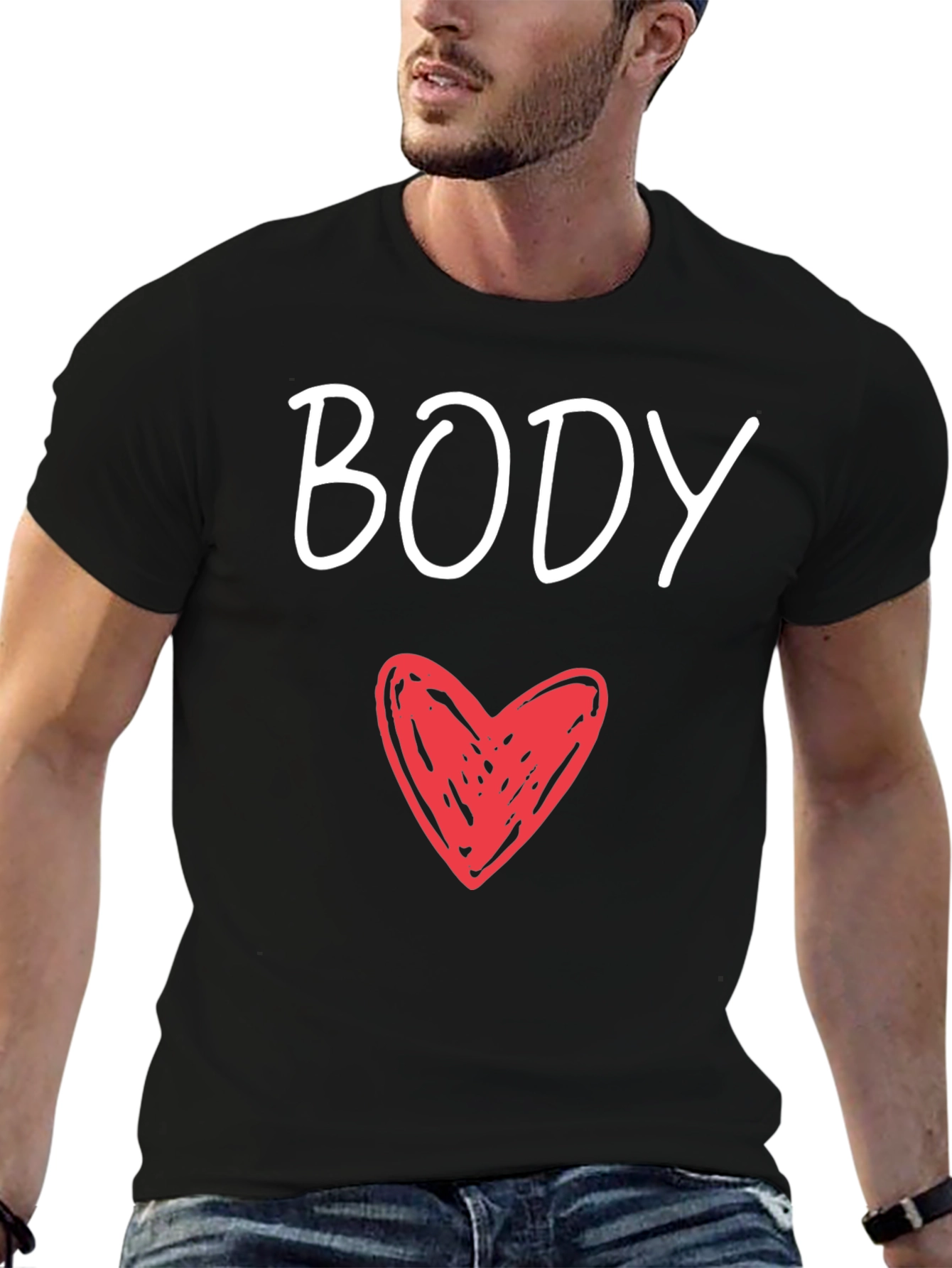 Black Body Heart Graphic Tee - Men's Black T-Shirt view 6