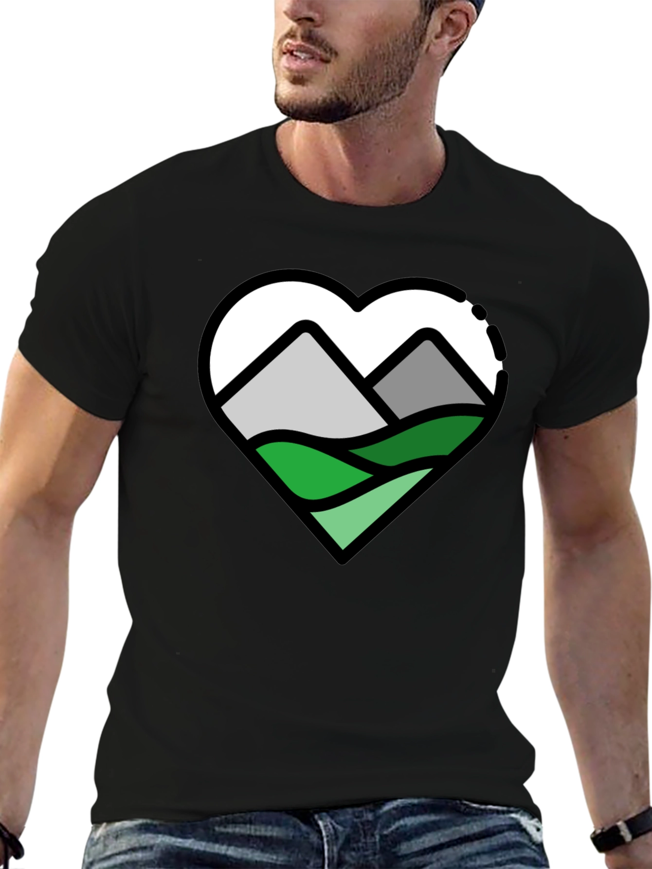 Black Mountain Heart Graphic T-Shirt - Nature Lover Tee view 6