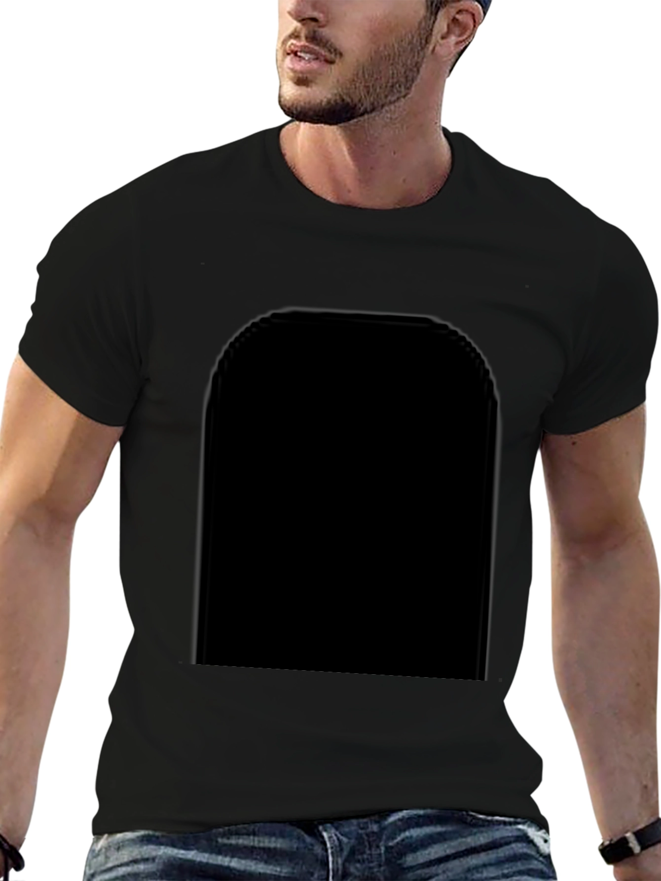 Black Men's Classic Black Short-Sleeve T-Shirt view 6