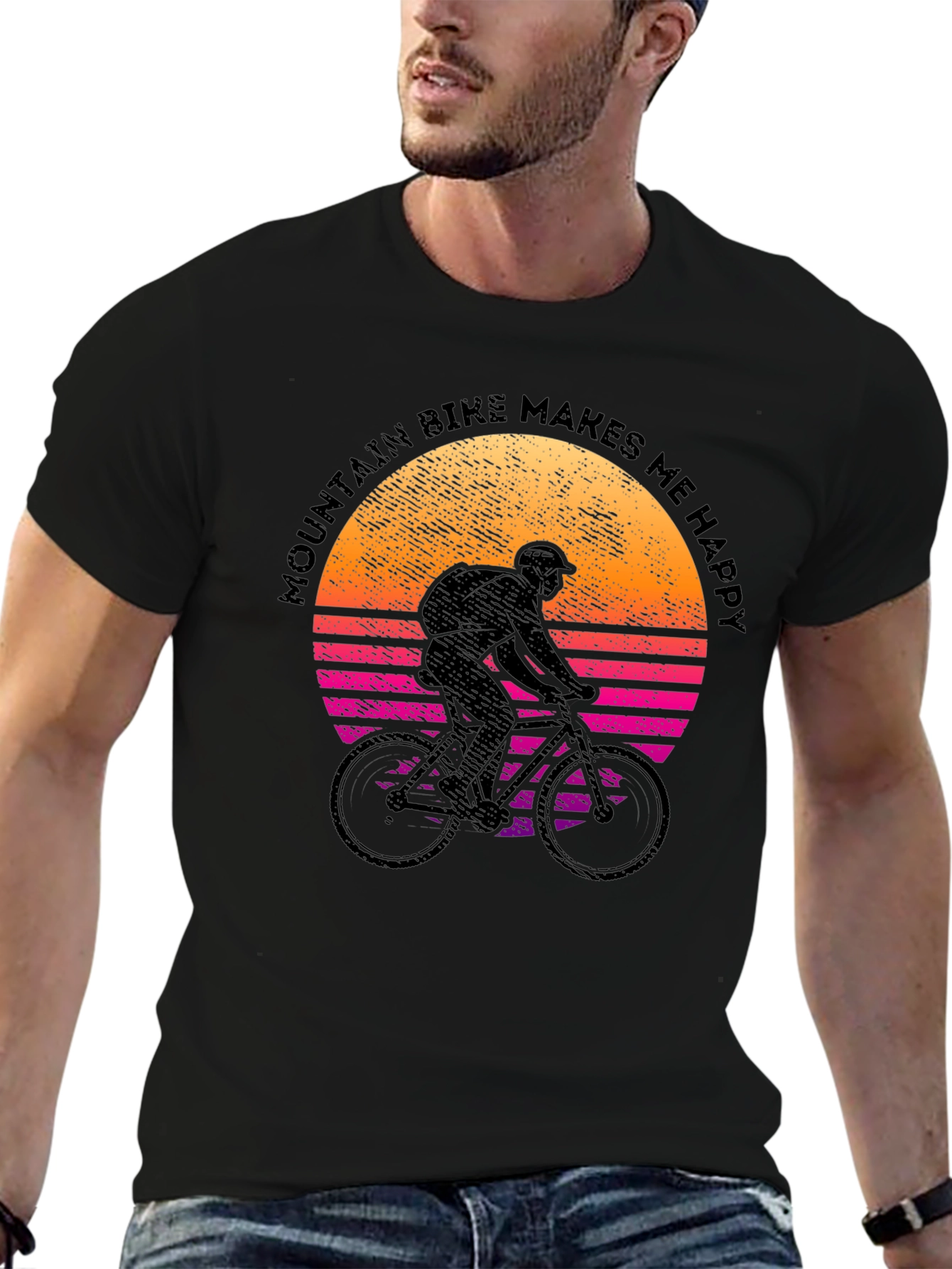 Black Mountain Bike Makes Me Happy Graphic Tee view 6