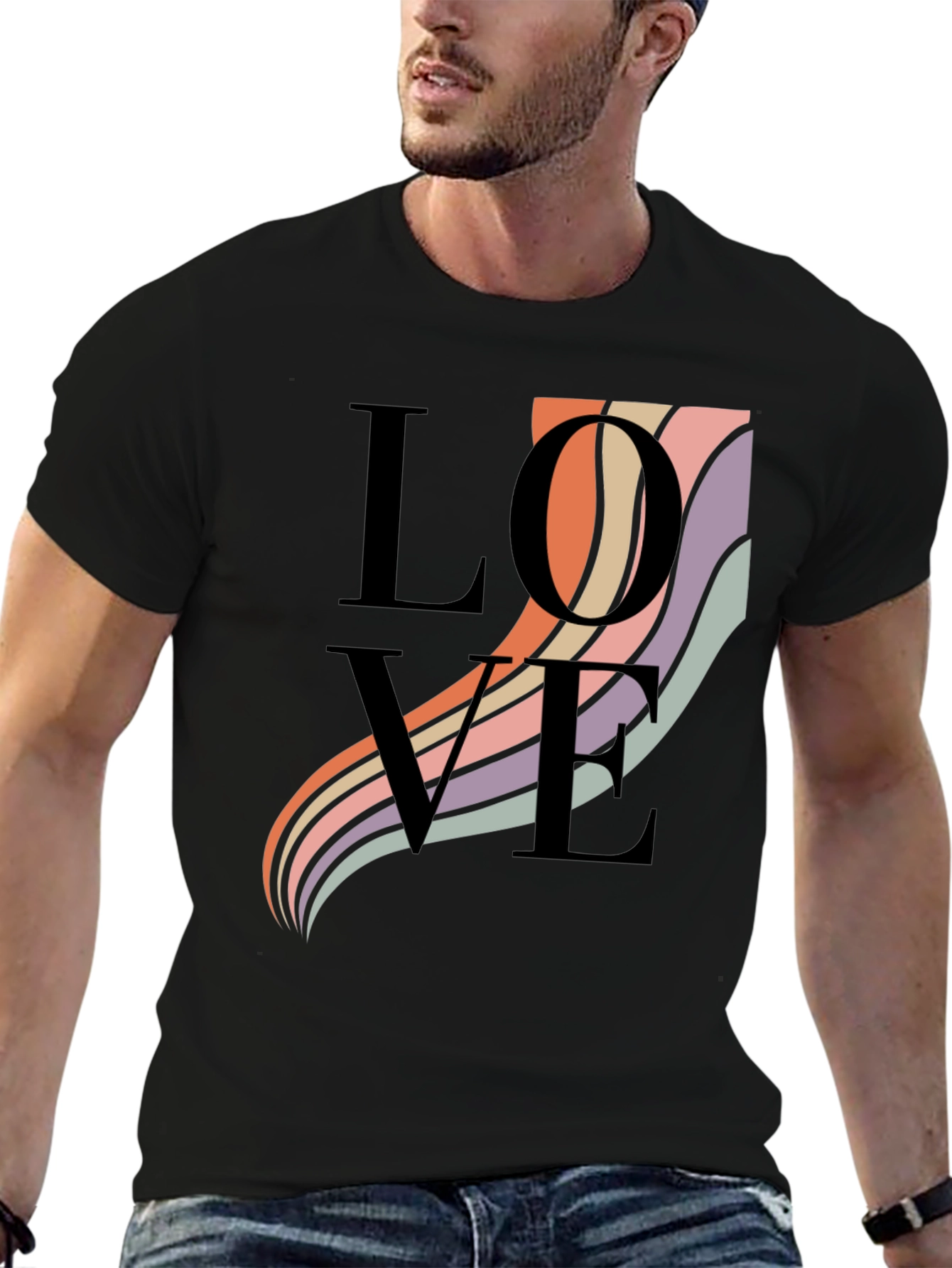 Black Love Waves Graphic T-Shirt - Black view 6