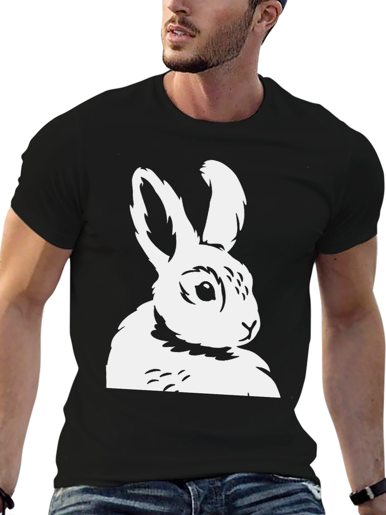 Black Rabbit Graphic Tee - Stylish Cotton Blend Shirt view 6