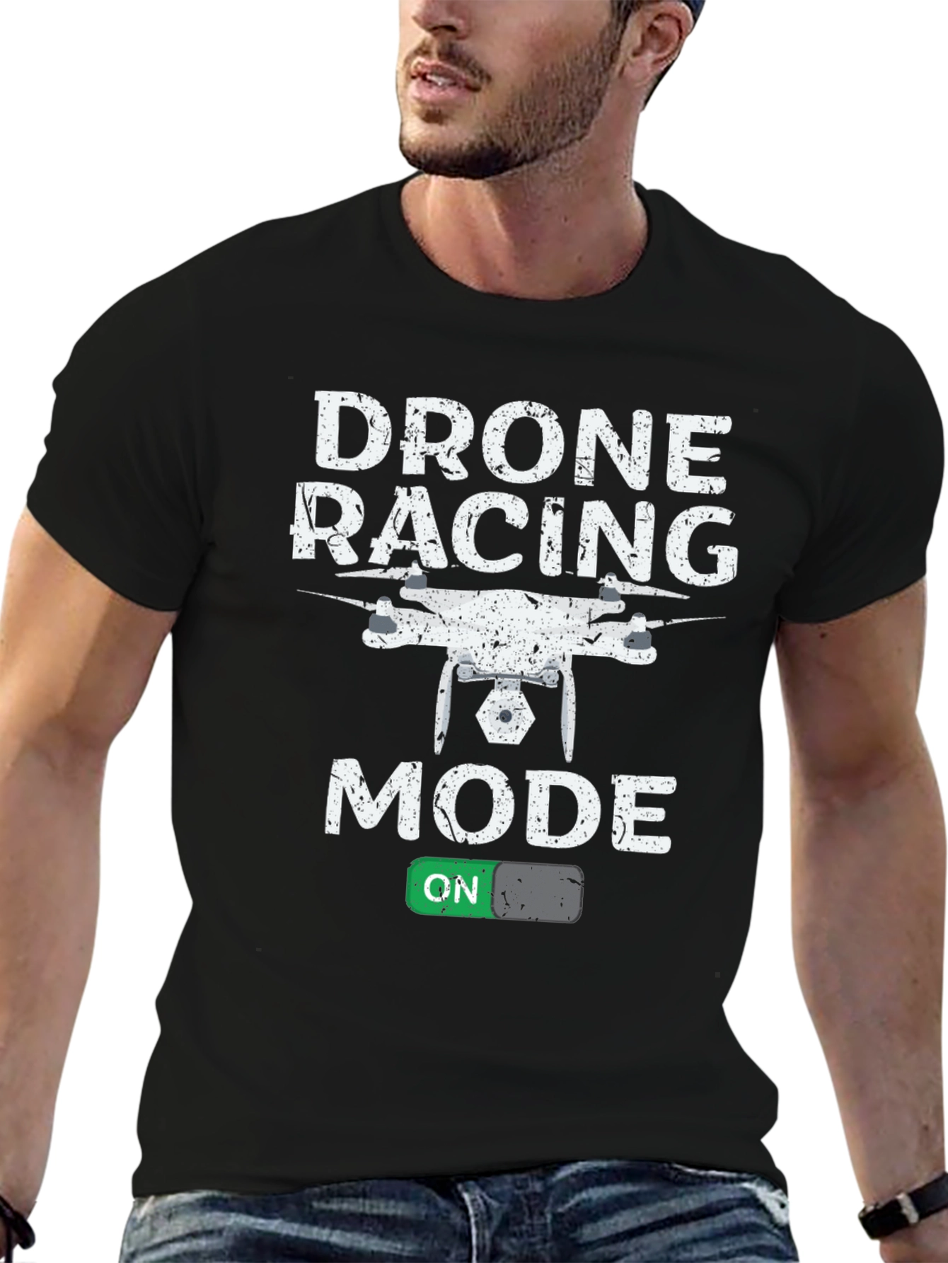 Black Drone Racing Mode T-Shirt view 6