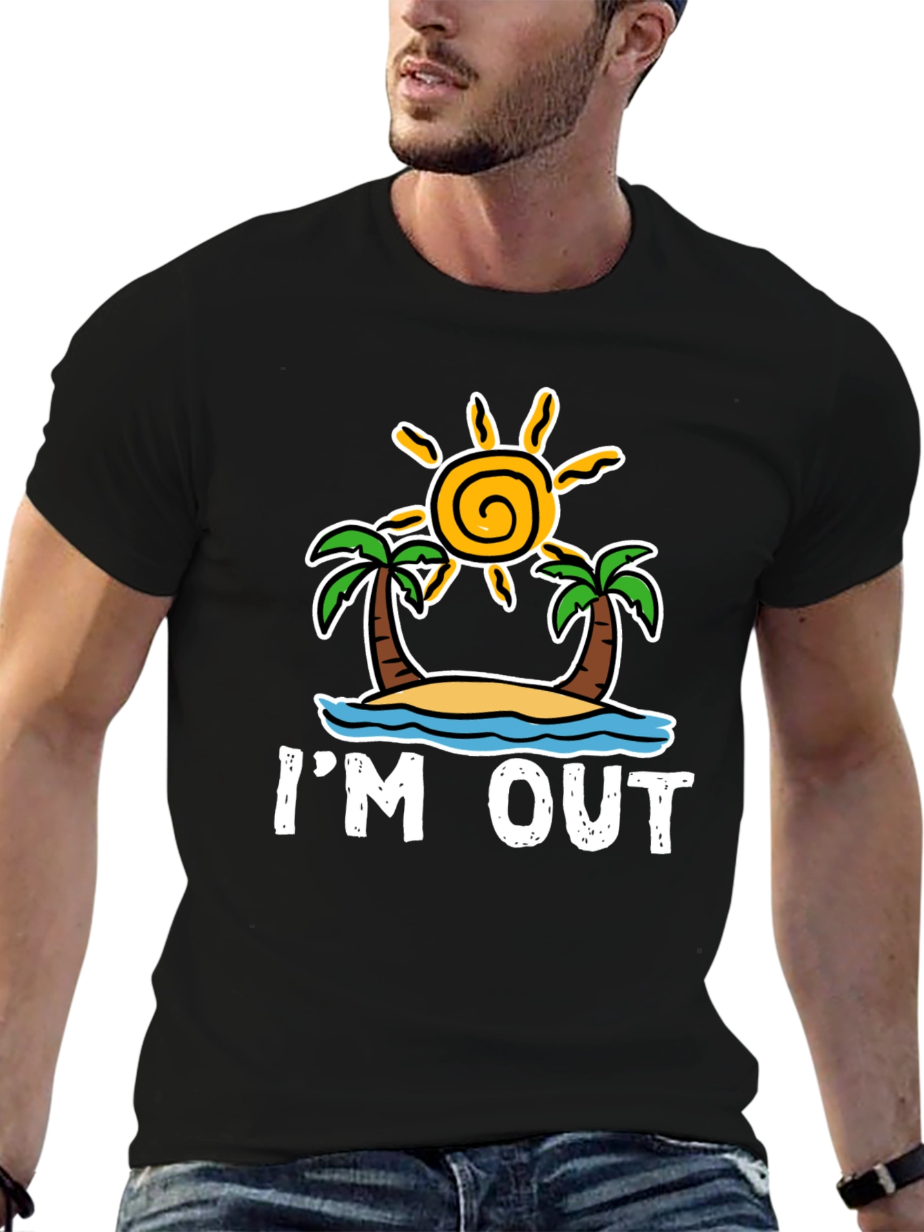Black I'm Out T-Shirt: Beach Island Getaway Tee view 6