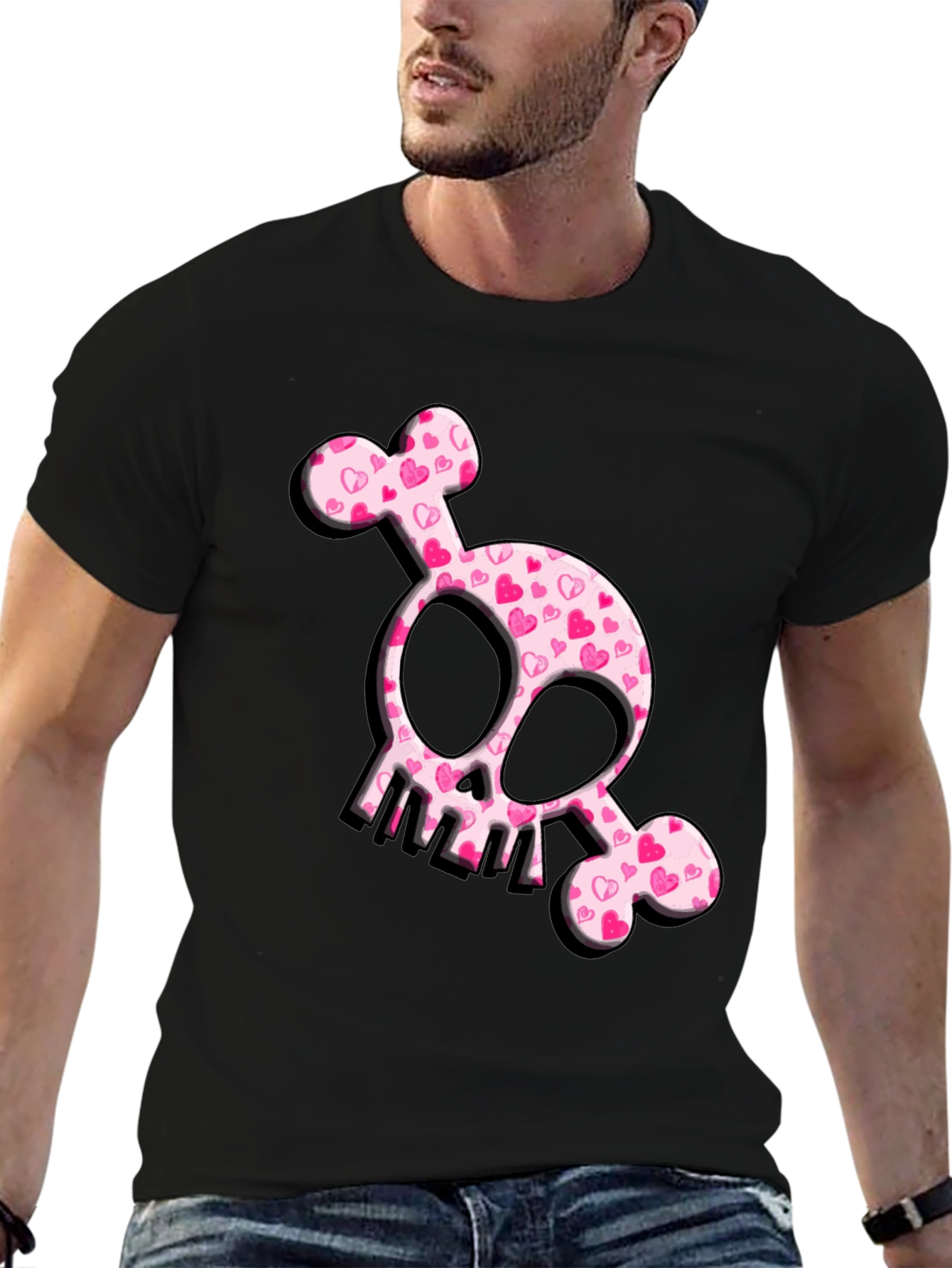 Black Heart Skull T-Shirt - Cute & Edgy Design view 6