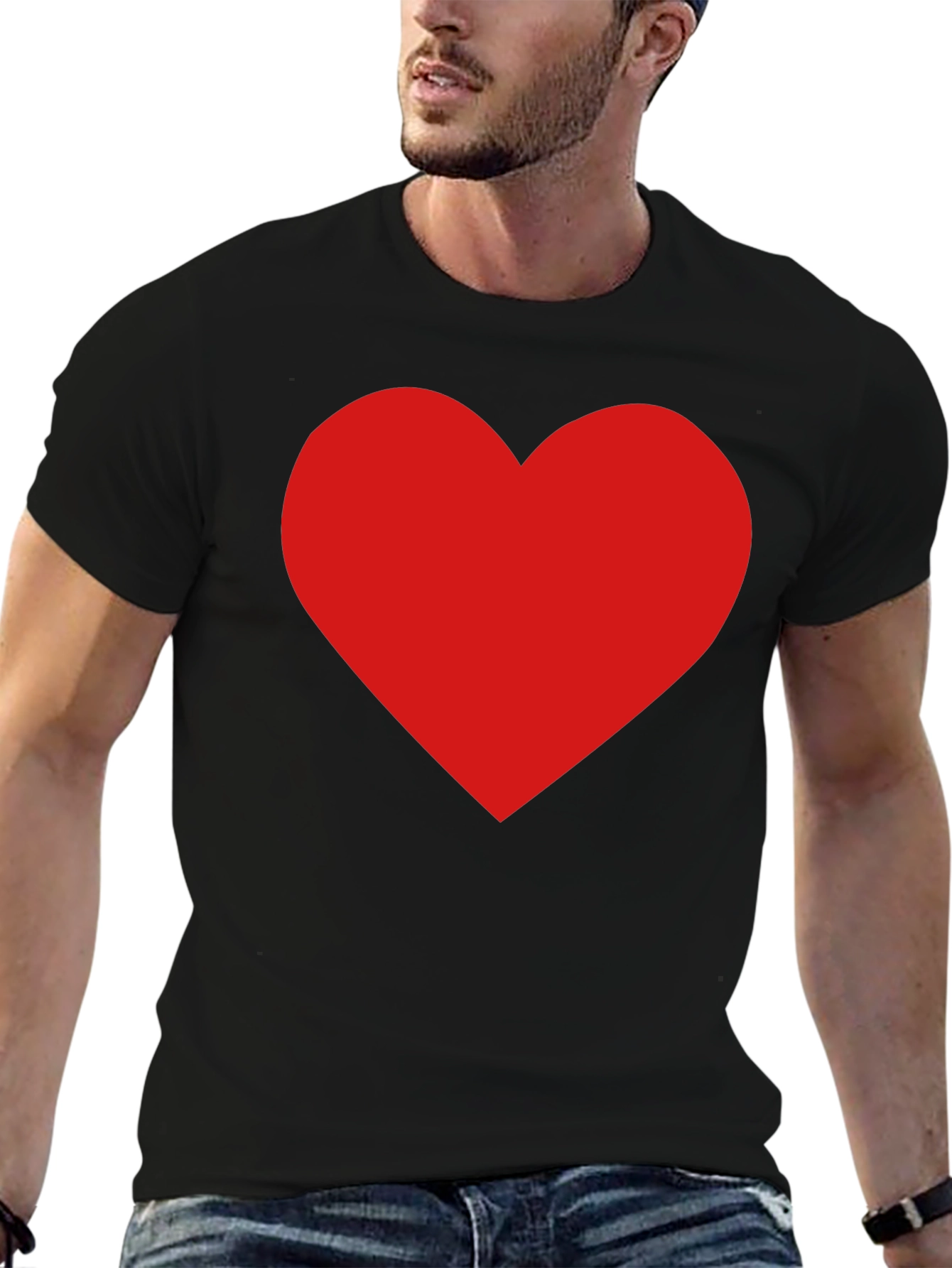 Black Heart Graphic Tee - Casual Black T-Shirt view 6