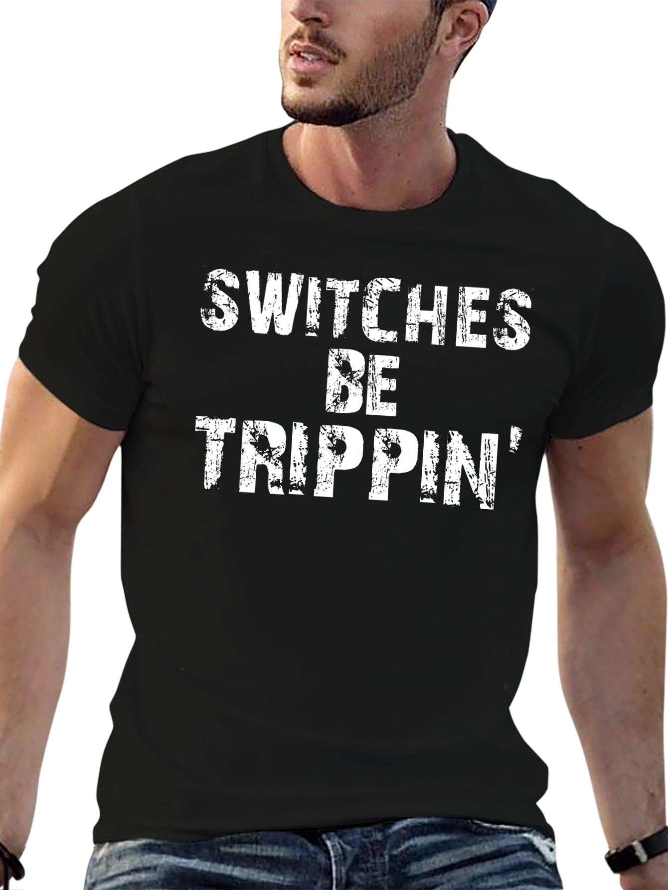 Black Switches Be Trippin' Graphic Tee - Black Cotton view 6