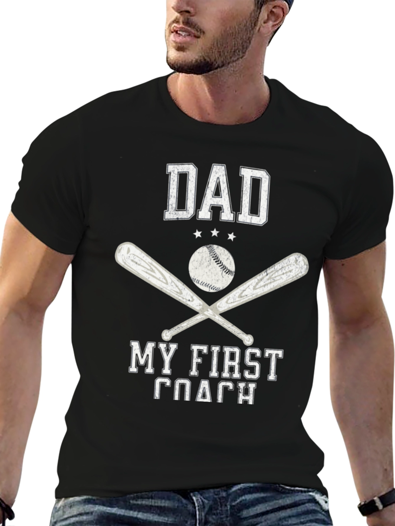 Black Dad My First Coach Baseball T-Shirt view 6