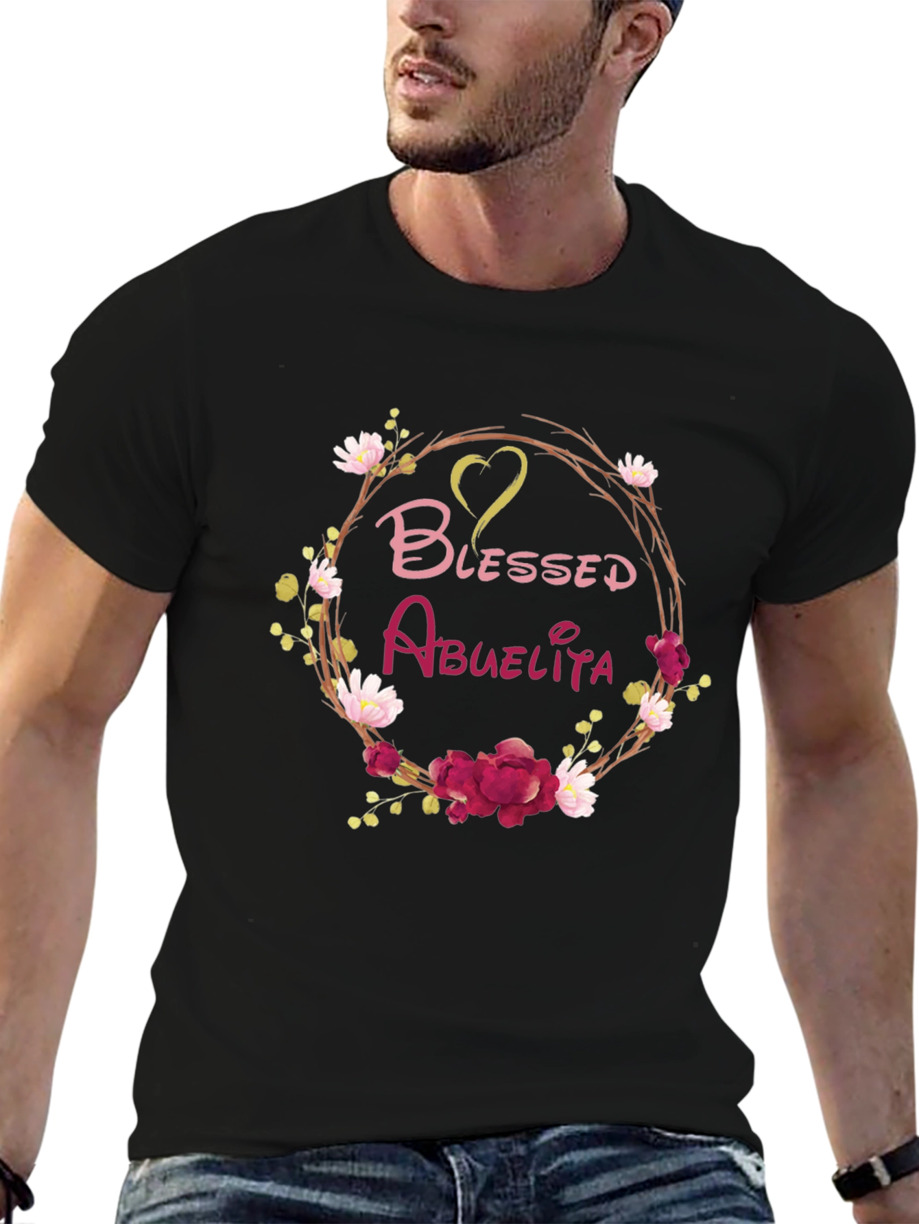 Black Blessed Abuelita Floral T-Shirt view 6