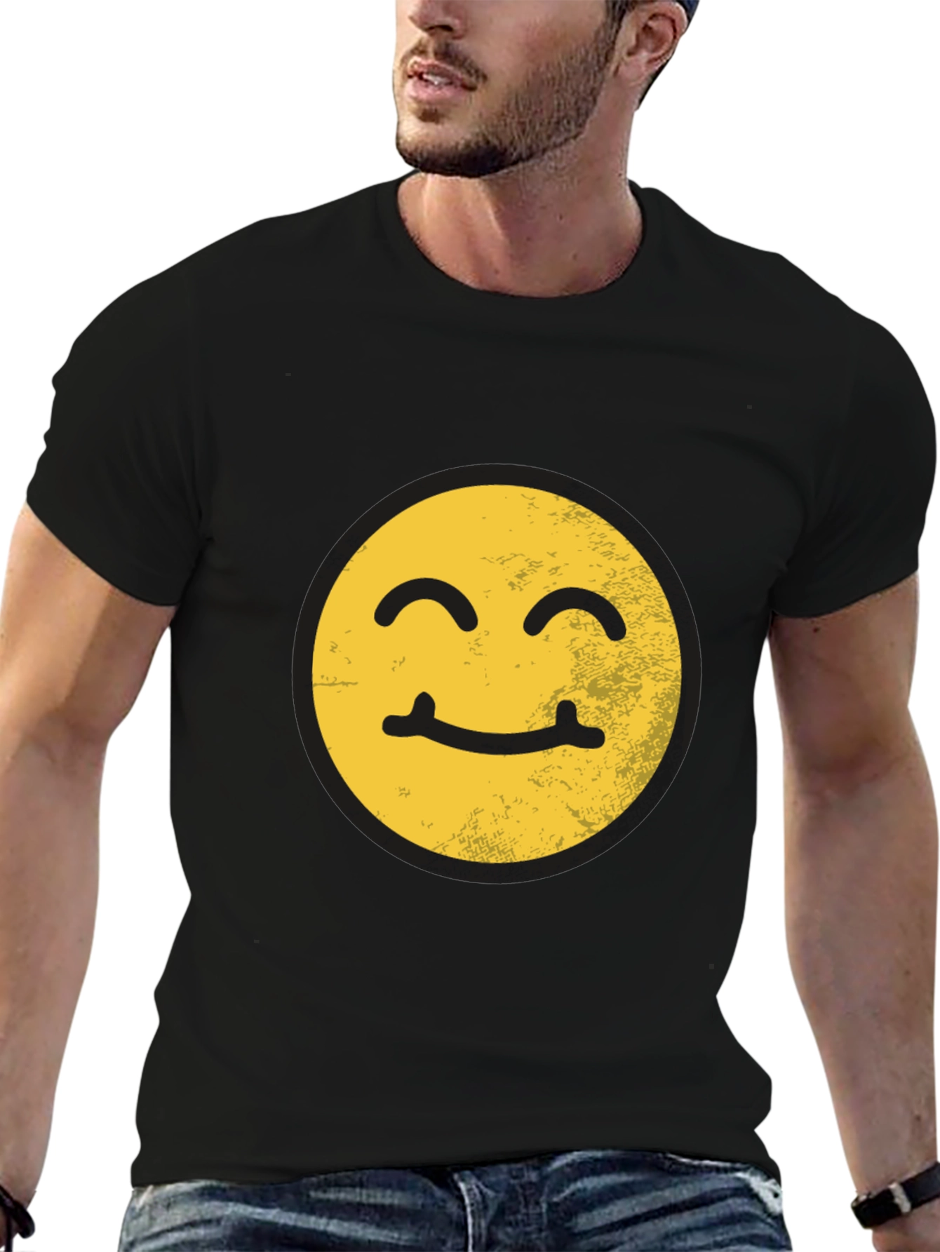 Black Smiling Face Graphic T-Shirt view 6