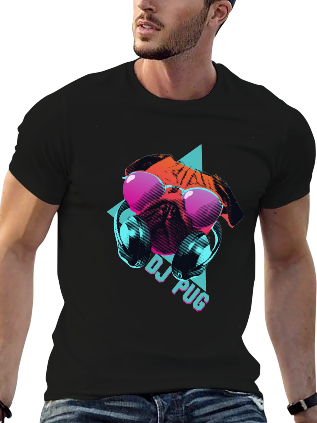 Black DJ Pug Graphic Tee - Cool Canine Style view 6