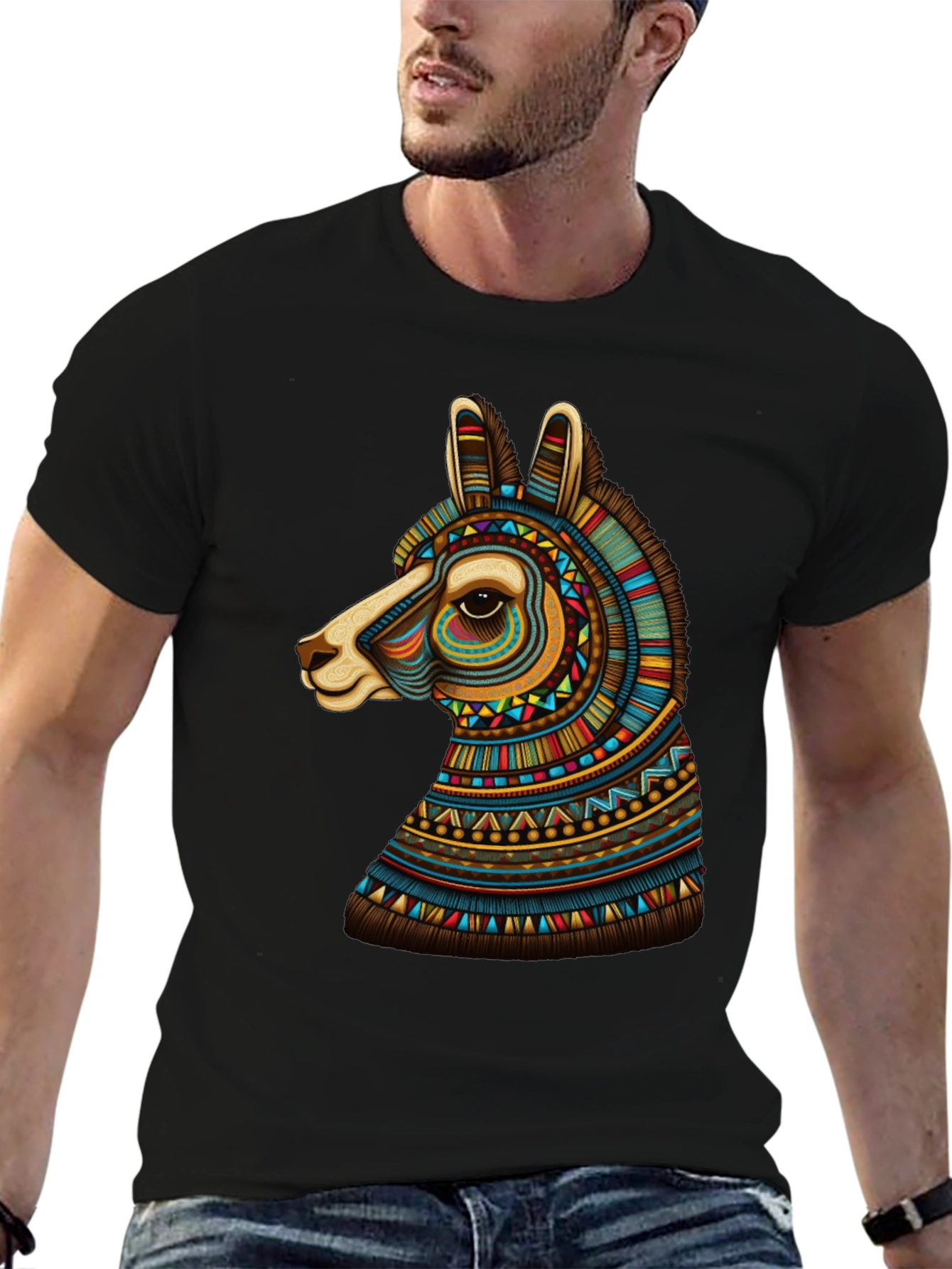 Black Llama Graphic Tee - Unique Tribal Design view 6