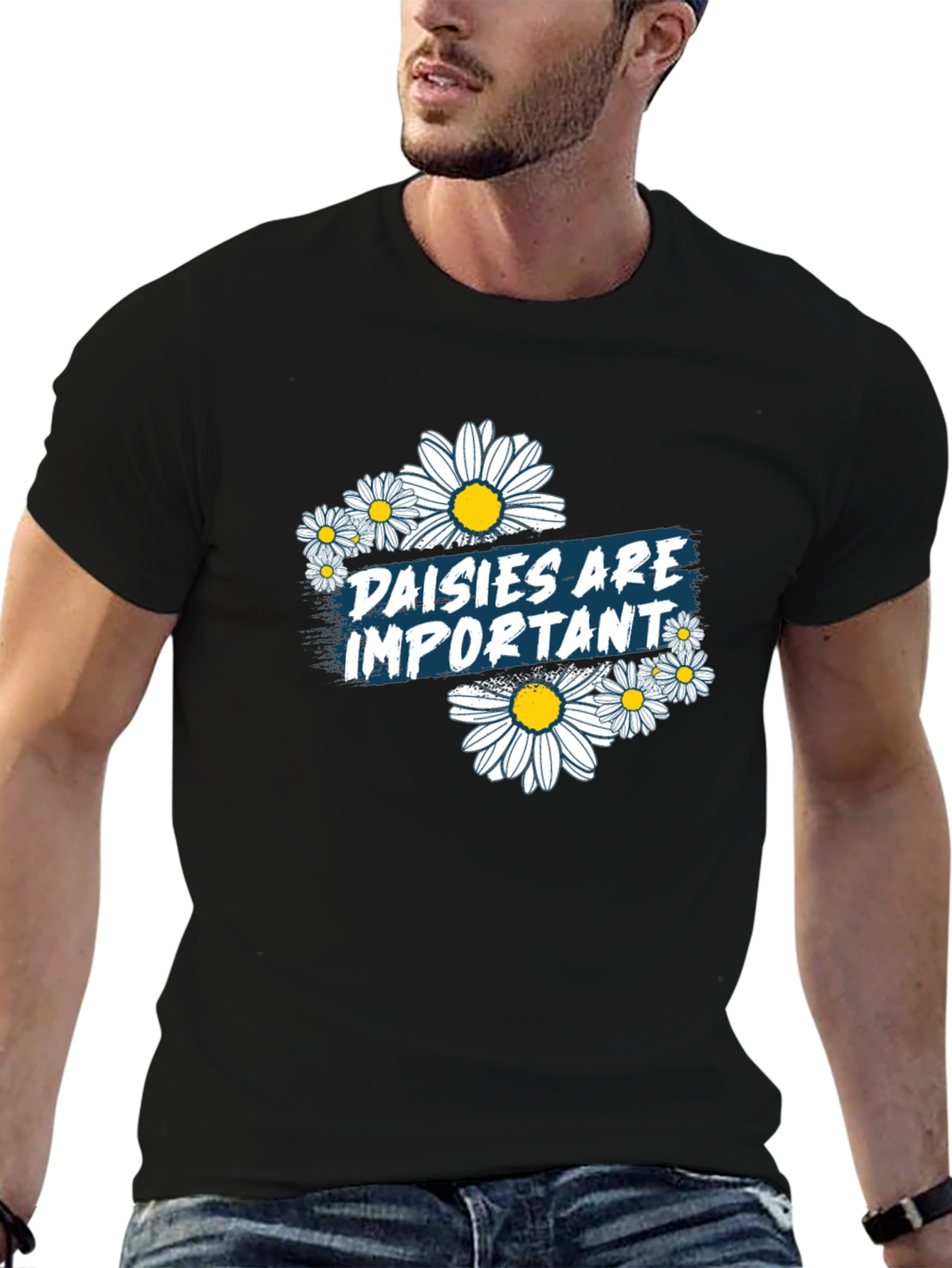 Black Daisies are Important Black Graphic Tee view 6