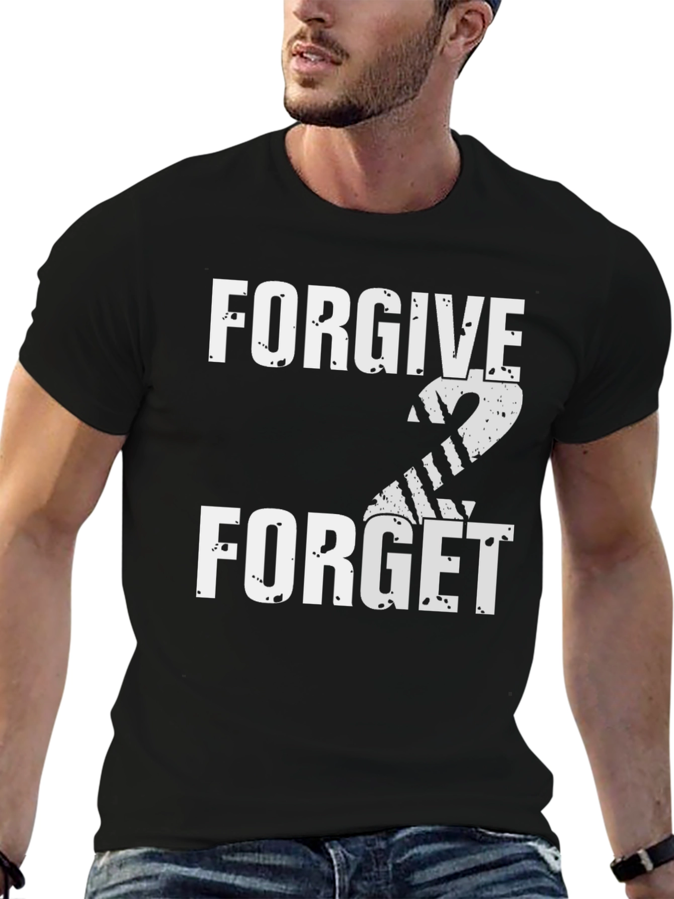 Black Forgive 2 Forget Graphic Tee - Black Casual T-Shirt view 6