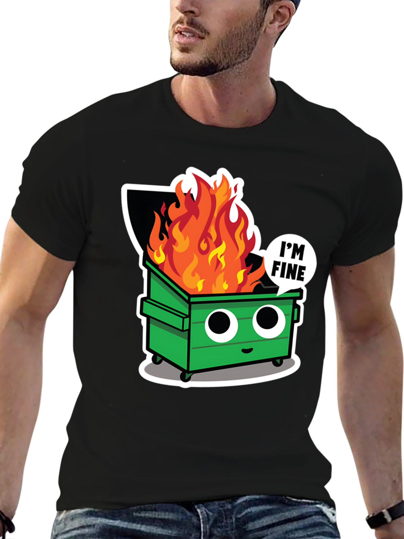 Black Dumpster Fire T-Shirt - I'm Fine Tee view 6