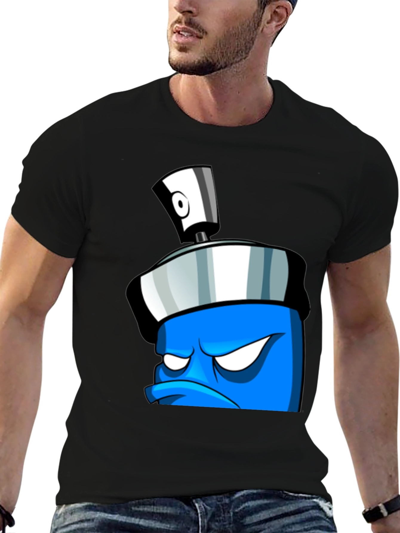 Black Angry Spray Can Graphic Tee - Black view 6