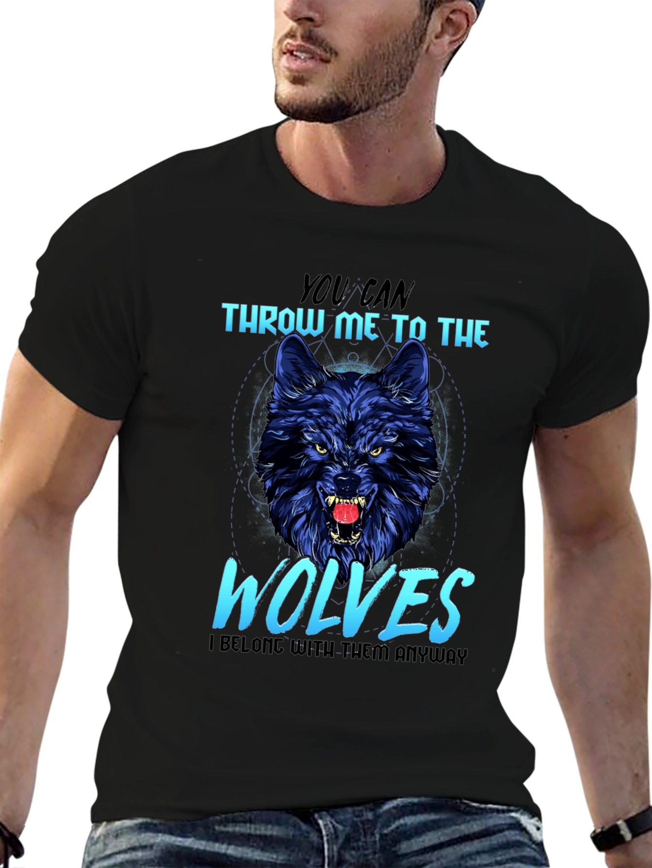 Black Wolf Graphic T-Shirt: Throw Me to The Wolves view 6