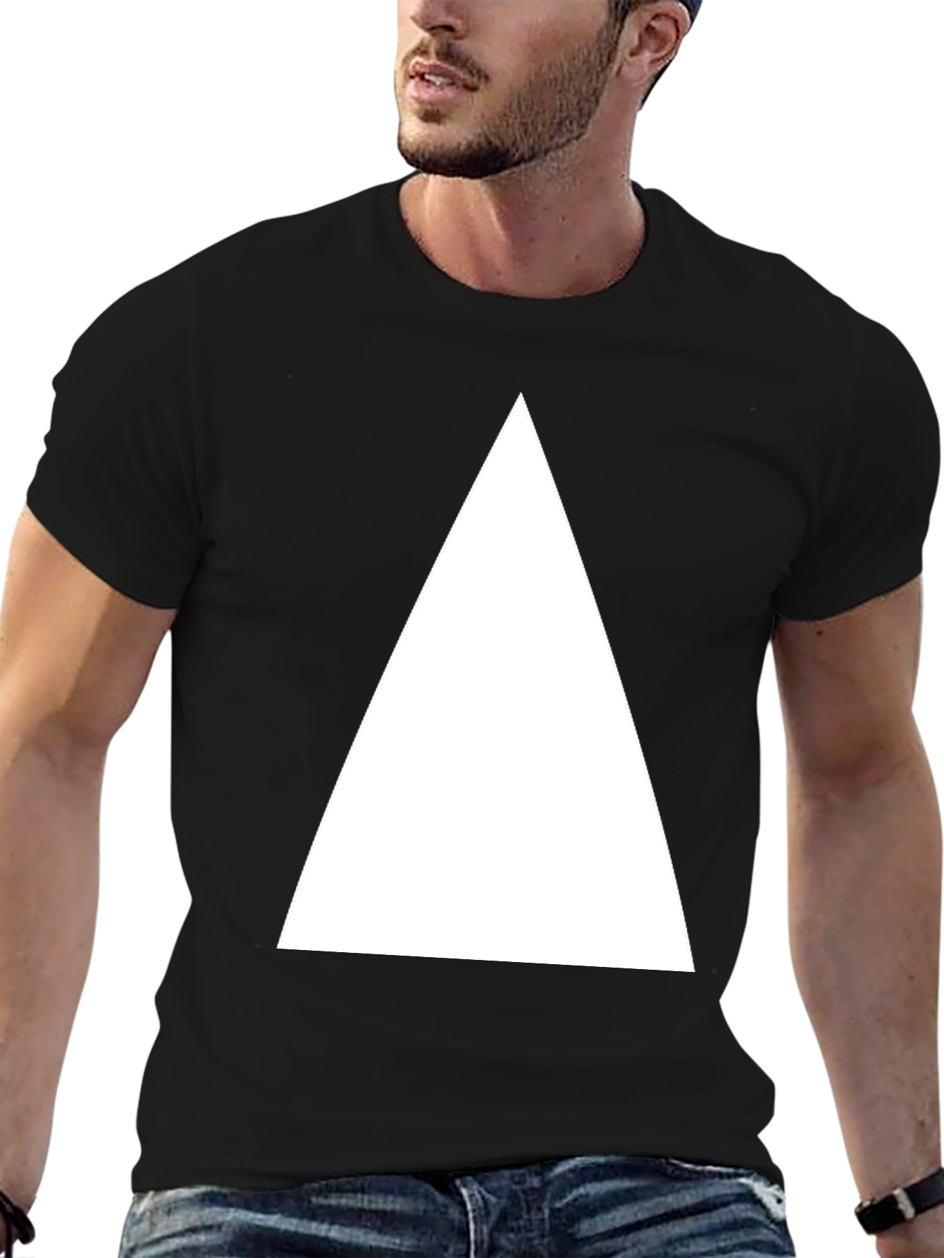 Black Black T-Shirt with White Triangle view 6
