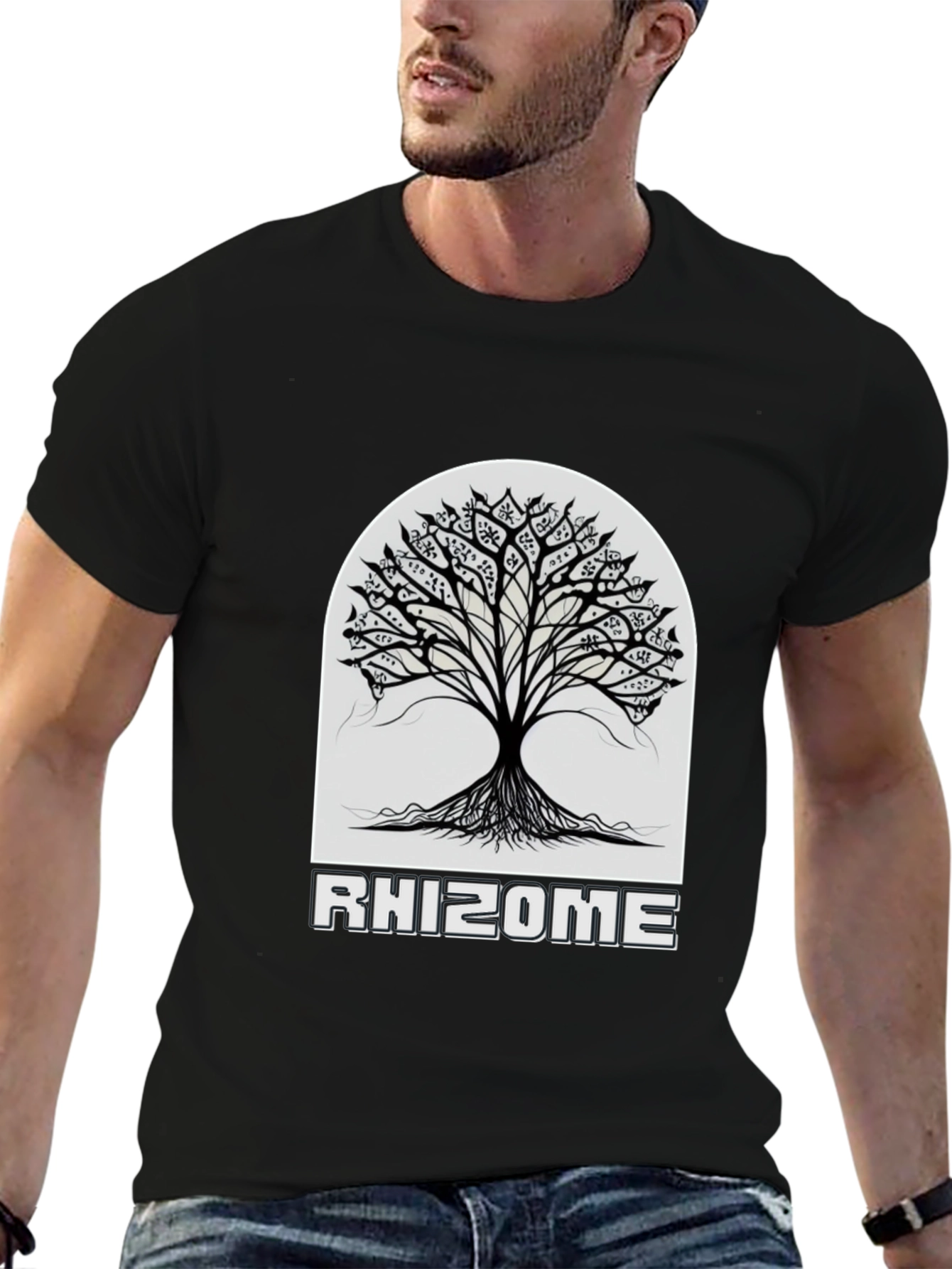 Black Rhizome Tree Black Graphic Tee view 6