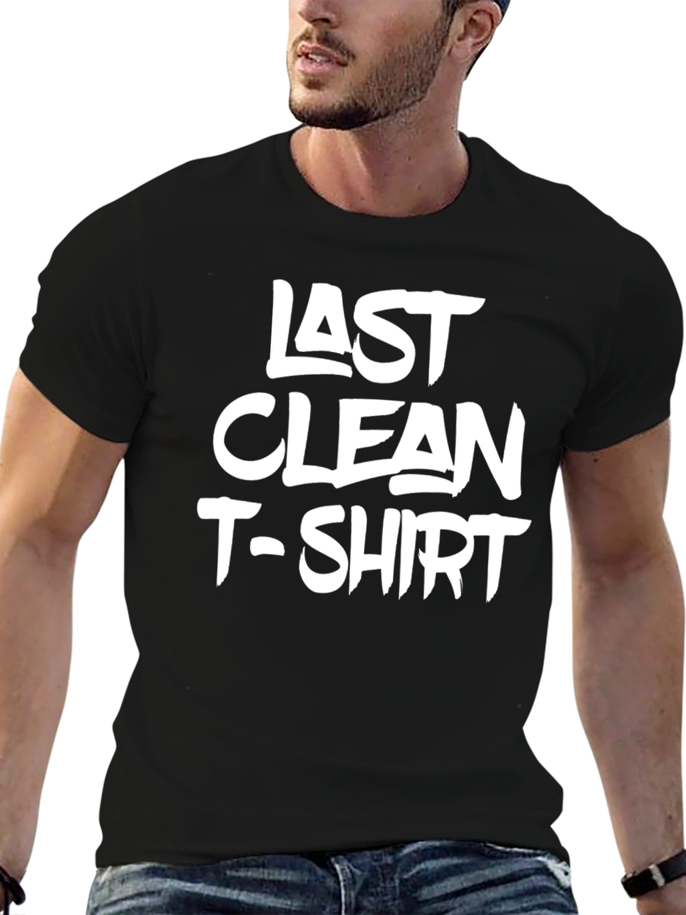 Black Last Clean T-Shirt - Funny Graphic Tee view 6