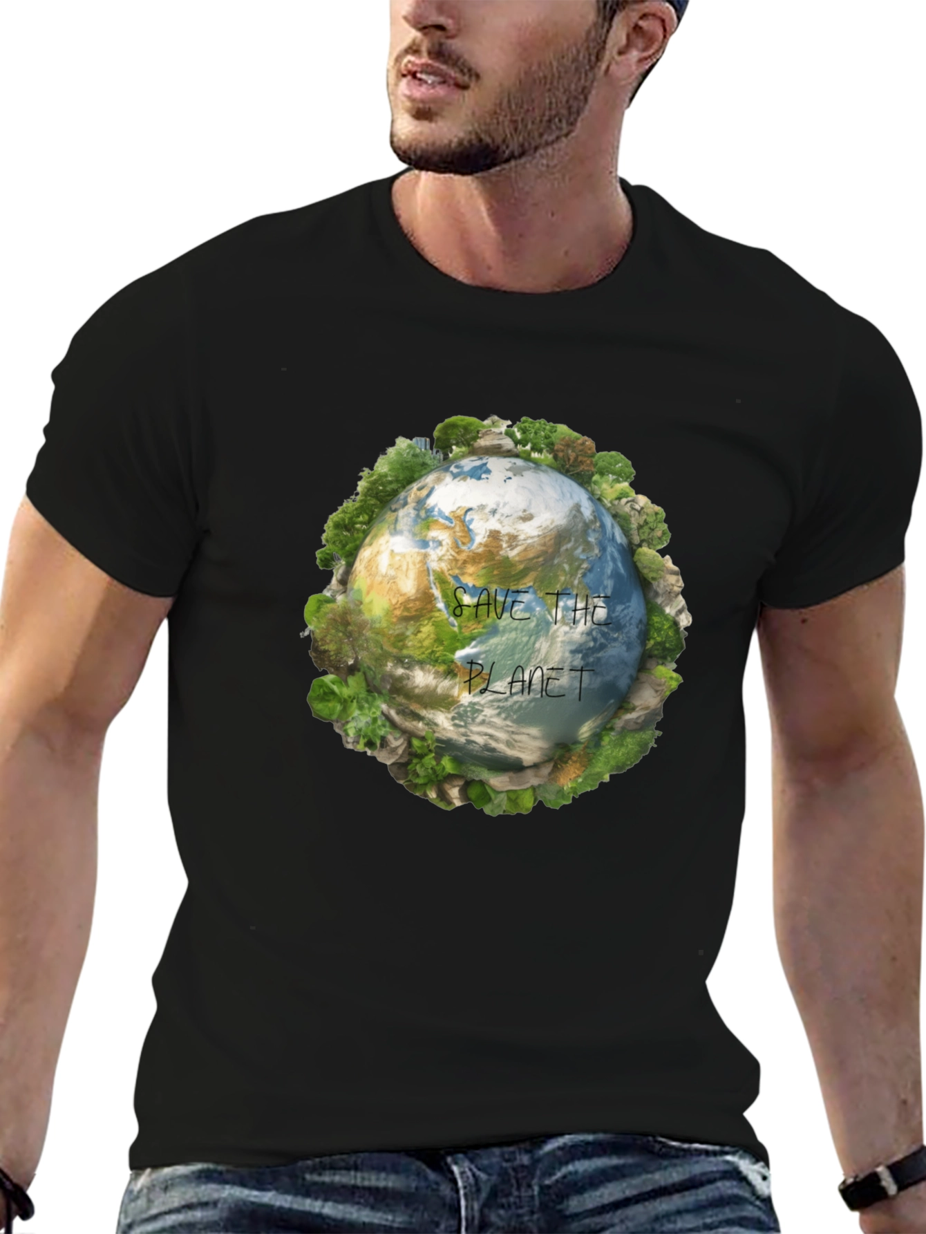 Black Save the Planet Graphic T-Shirt view 6