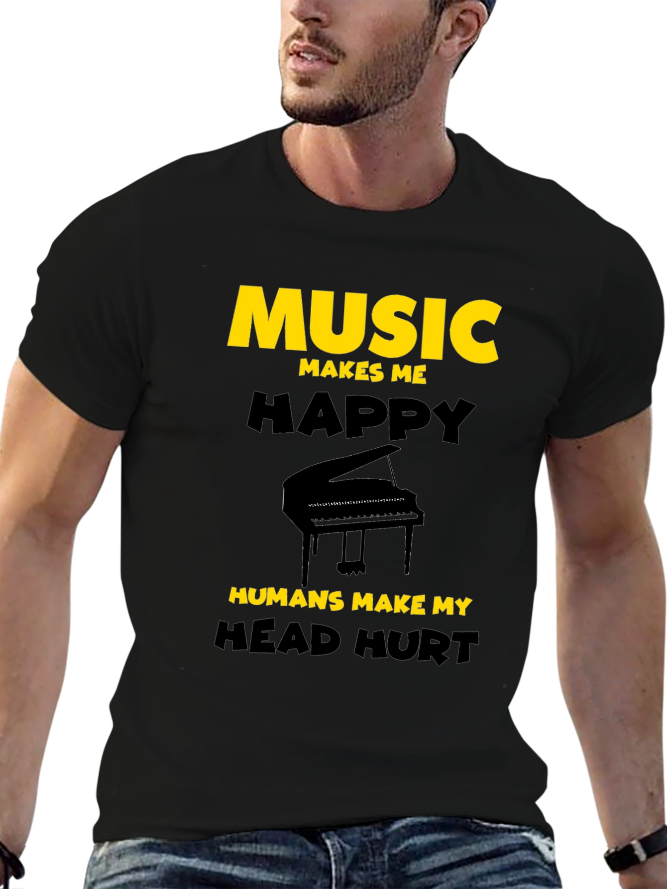 Black Music Lover T-Shirt: Music Makes Me Happy view 6