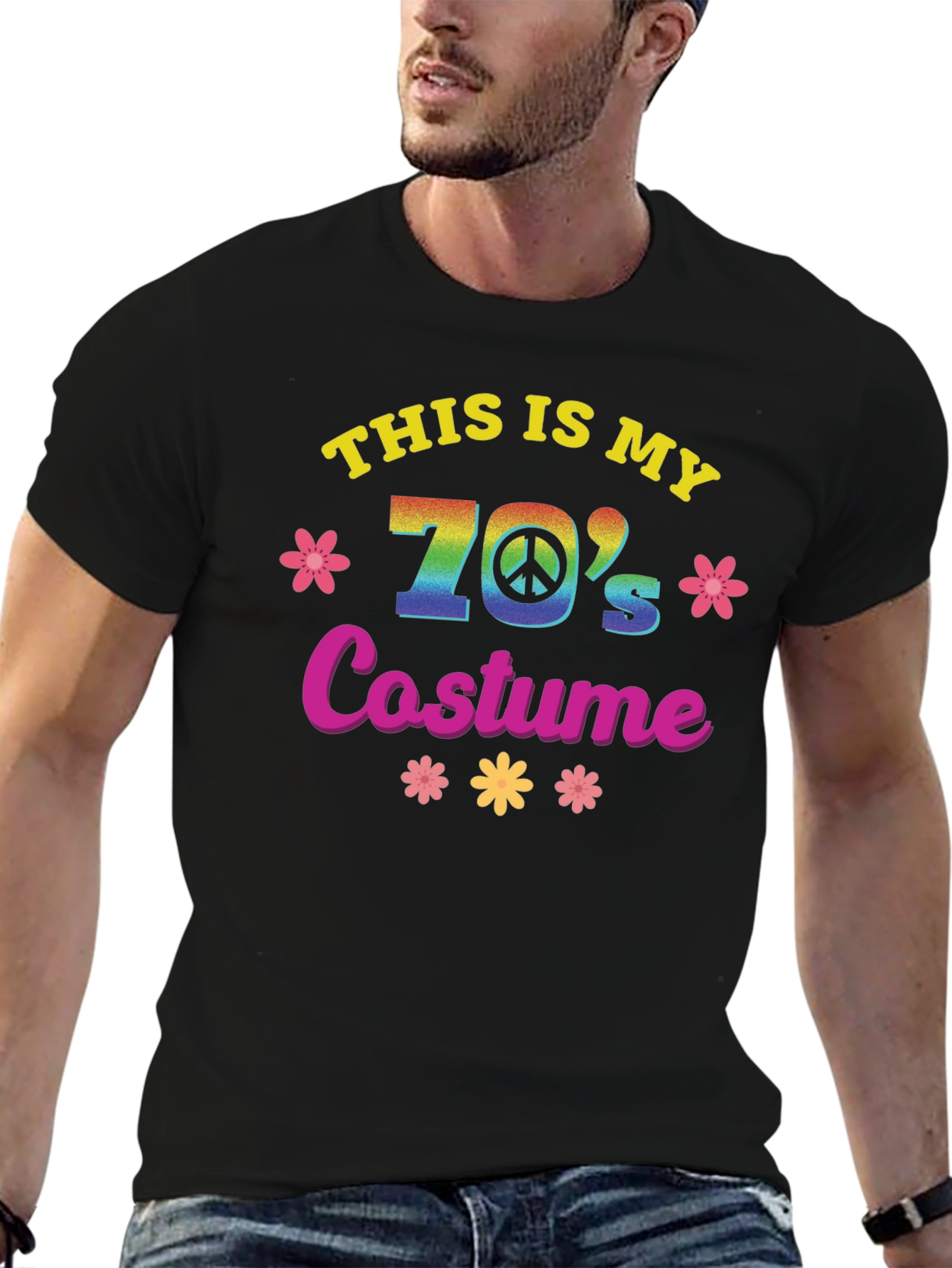 Black Retro 70's Costume T-Shirt view 6
