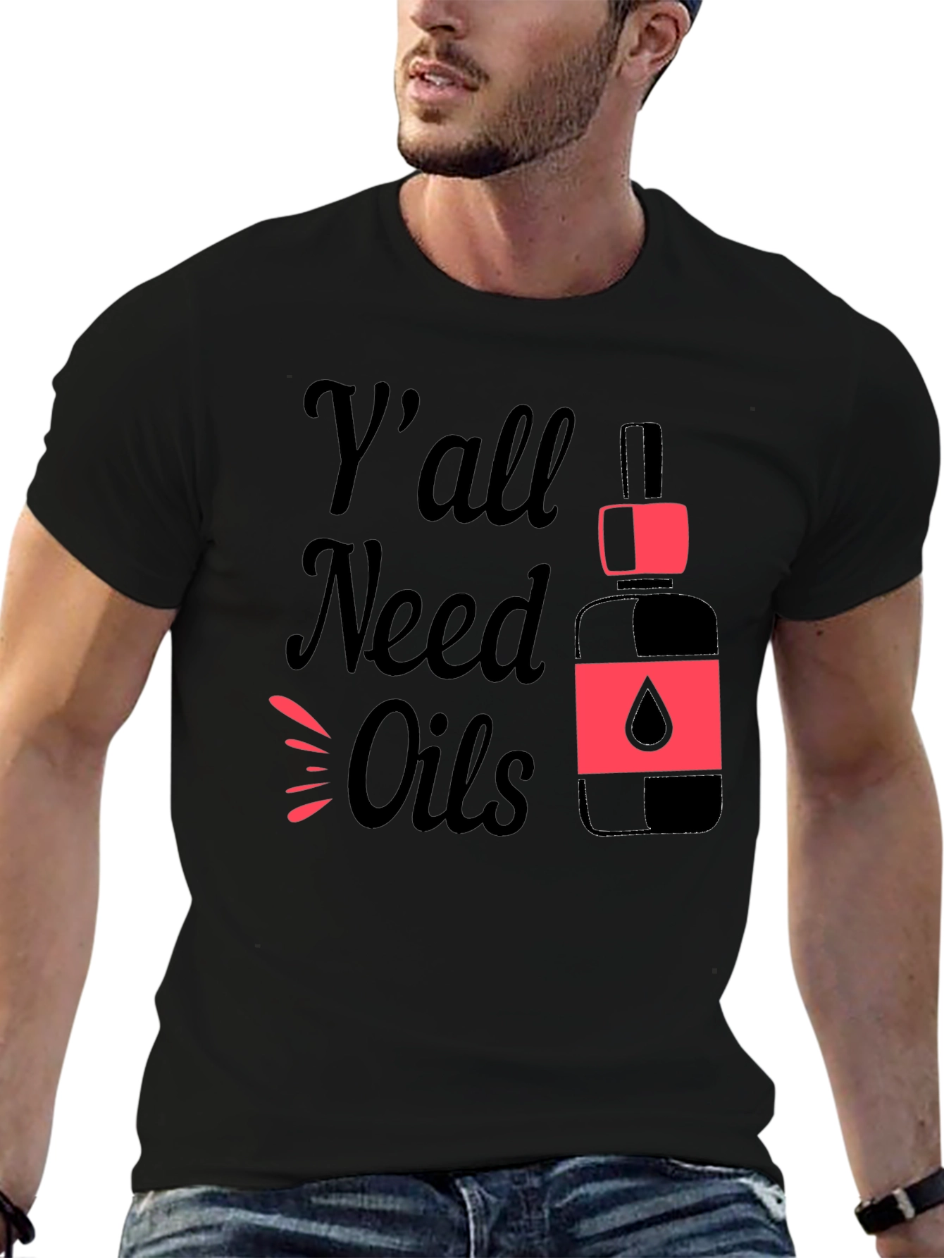 Black Y'all Need Oils Graphic T-Shirt view 6