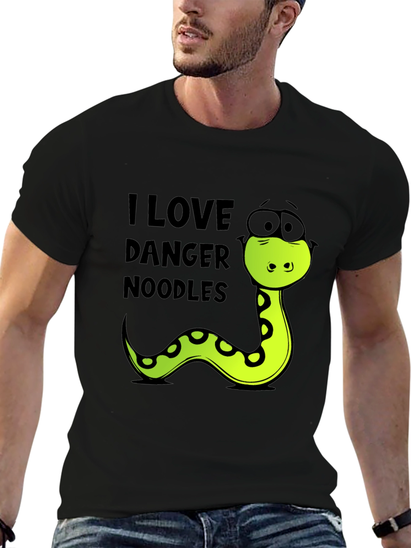 Black Danger Noodles T-Shirt - Funny Snake Tee view 6