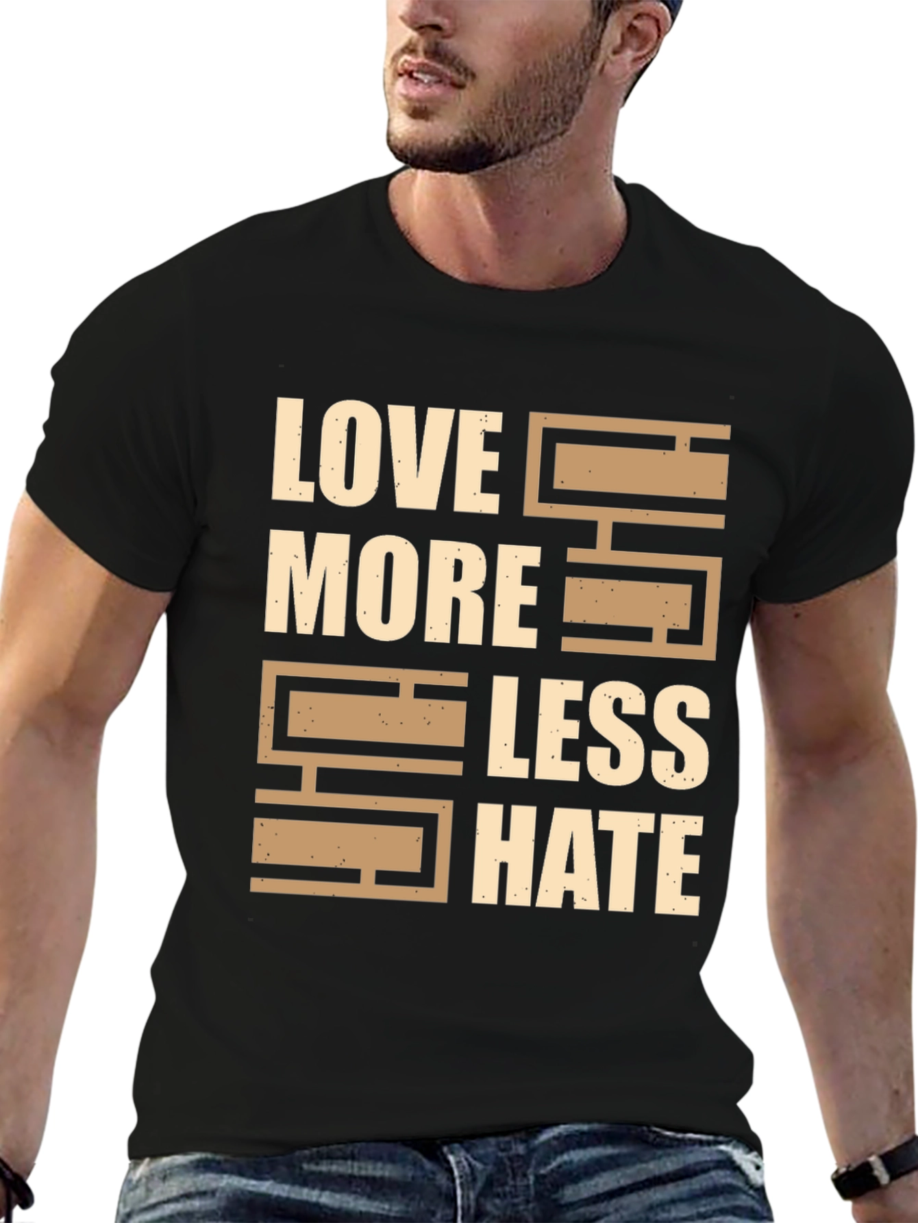 Black Love More Less Hate Graphic T-Shirt view 6
