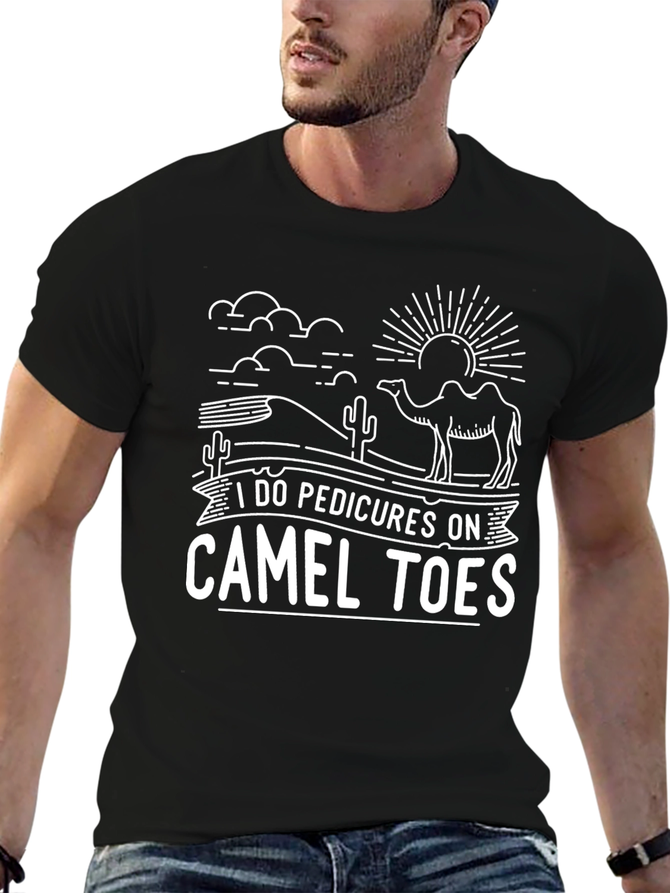 Black I Do Pedicures on Camel Toes Graphic Tee view 6