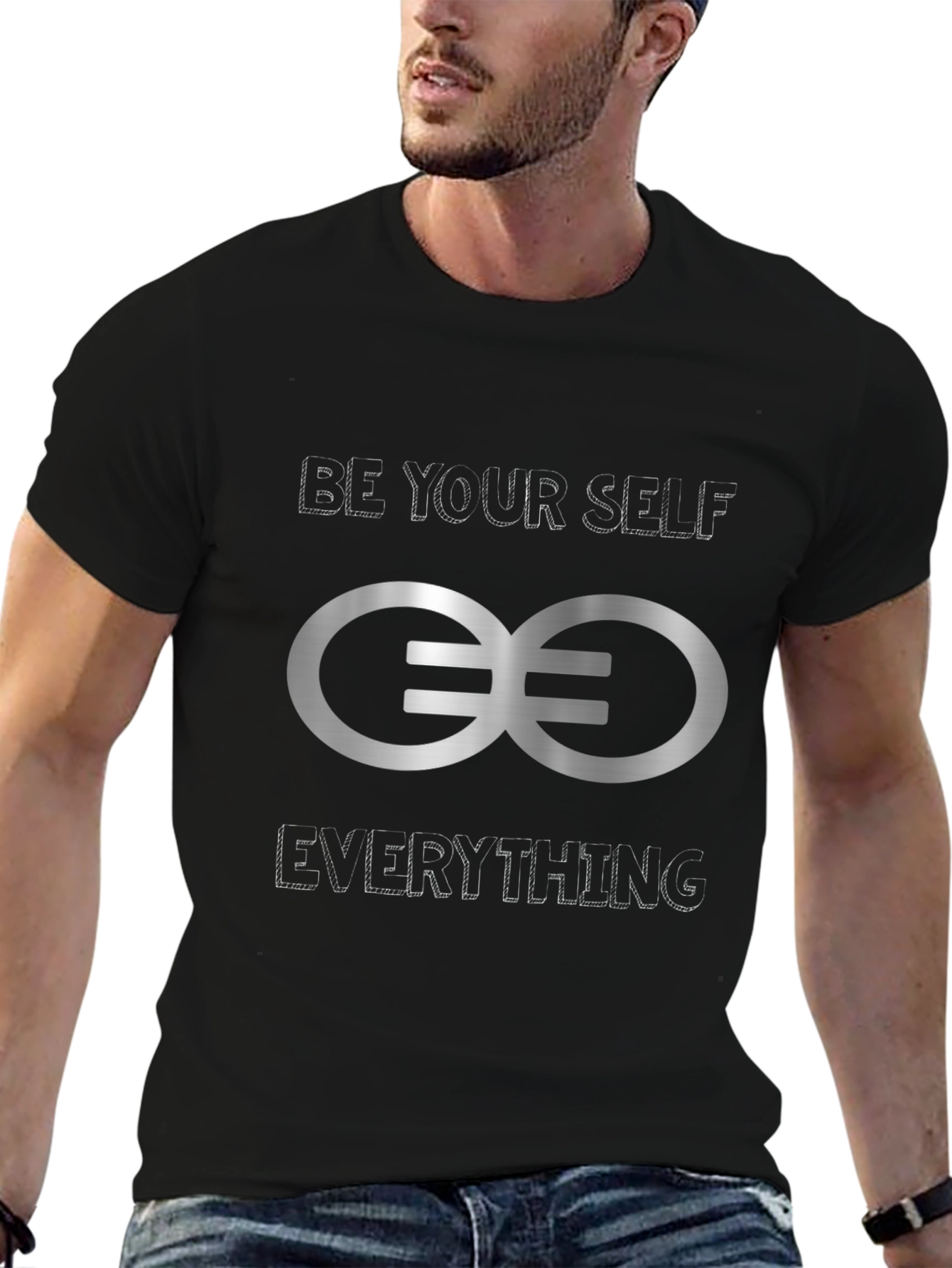 Black Be Yourself T-Shirt with Infinity Symbol view 6
