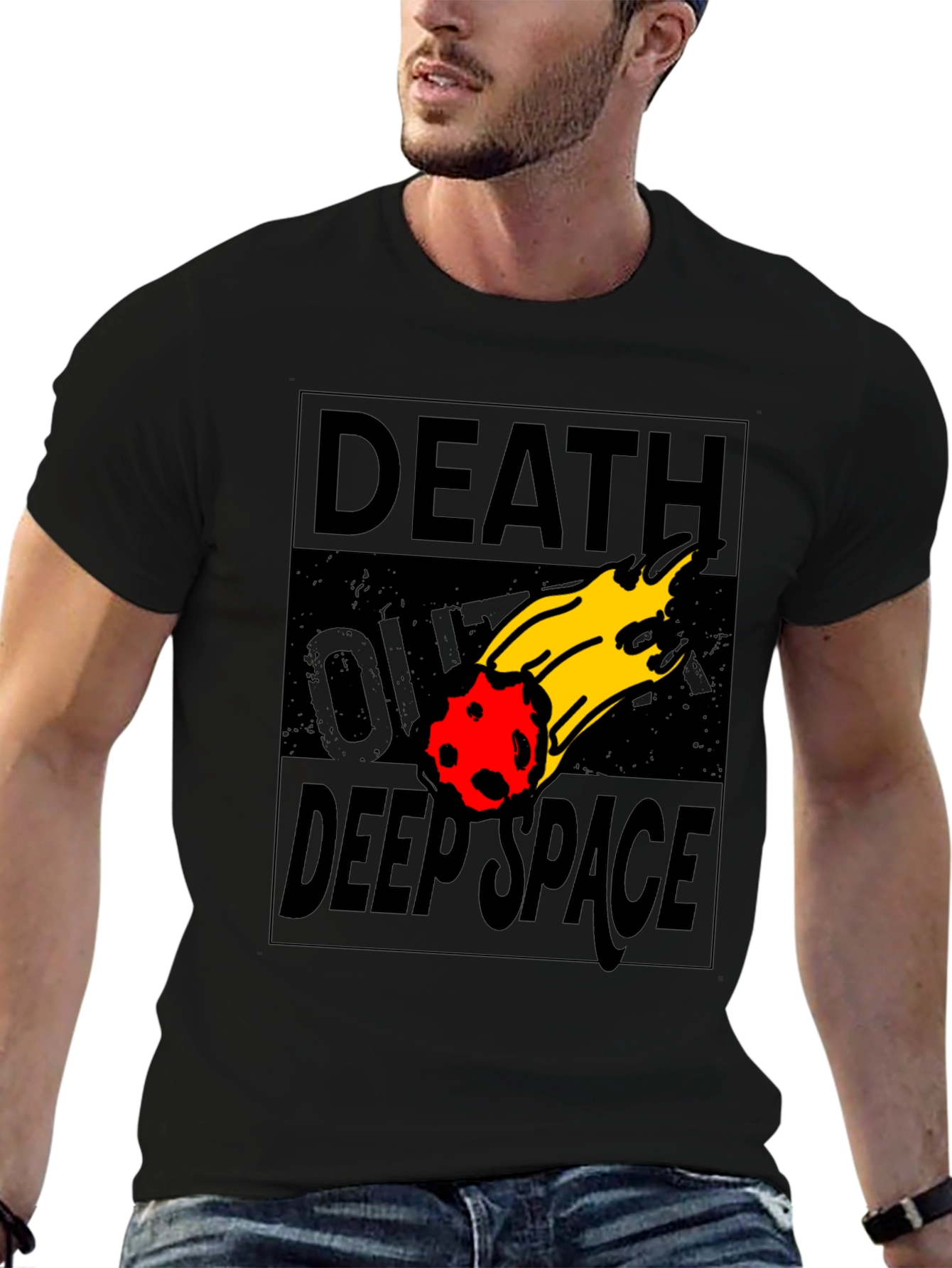 Black Death Over Deep Space Graphic Tee - Black Cotton view 6
