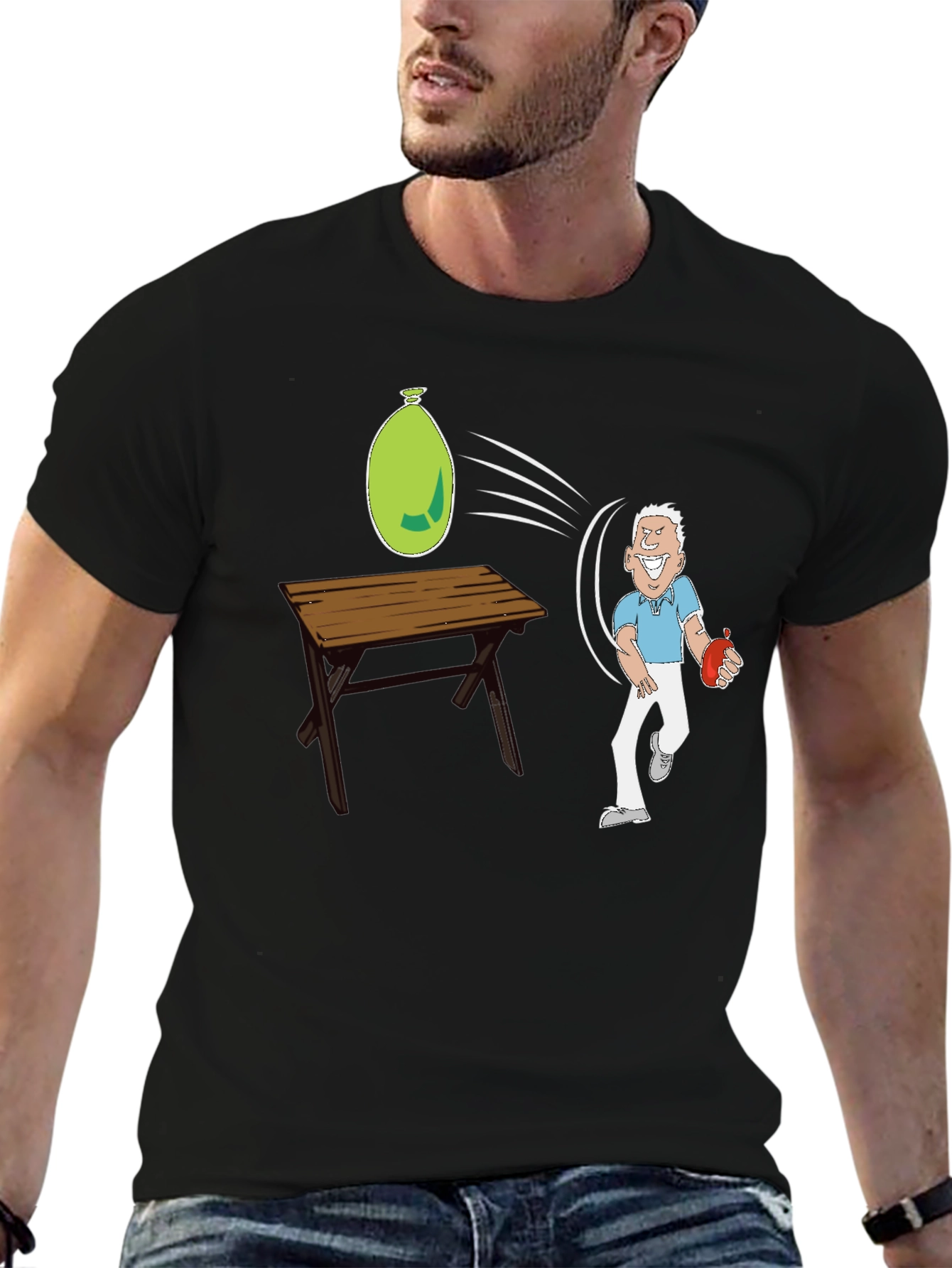 Black Funny Water Balloon T-Shirt view 6