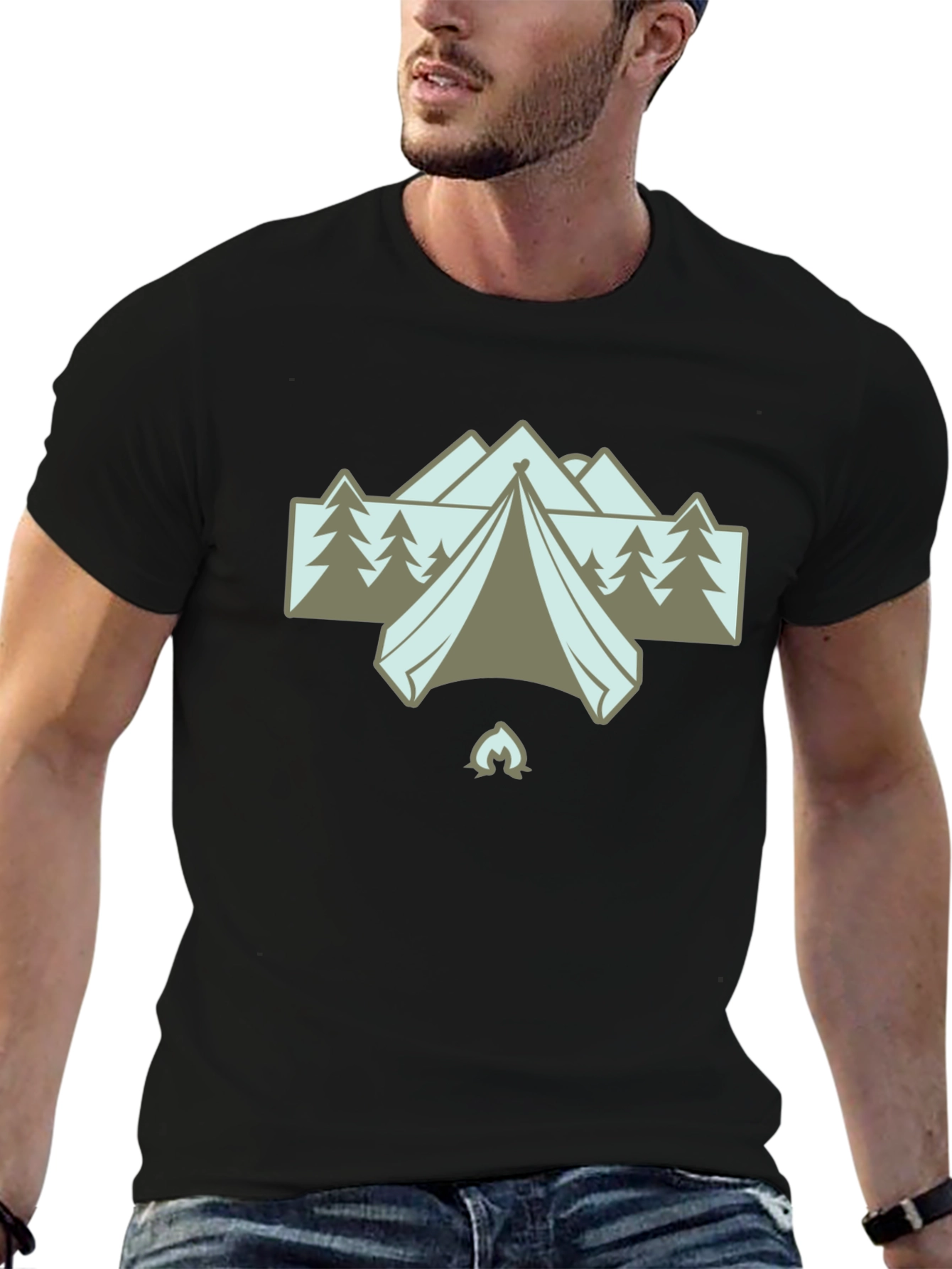 Black Camping Adventure T-Shirt - Outdoors Graphic Tee view 6
