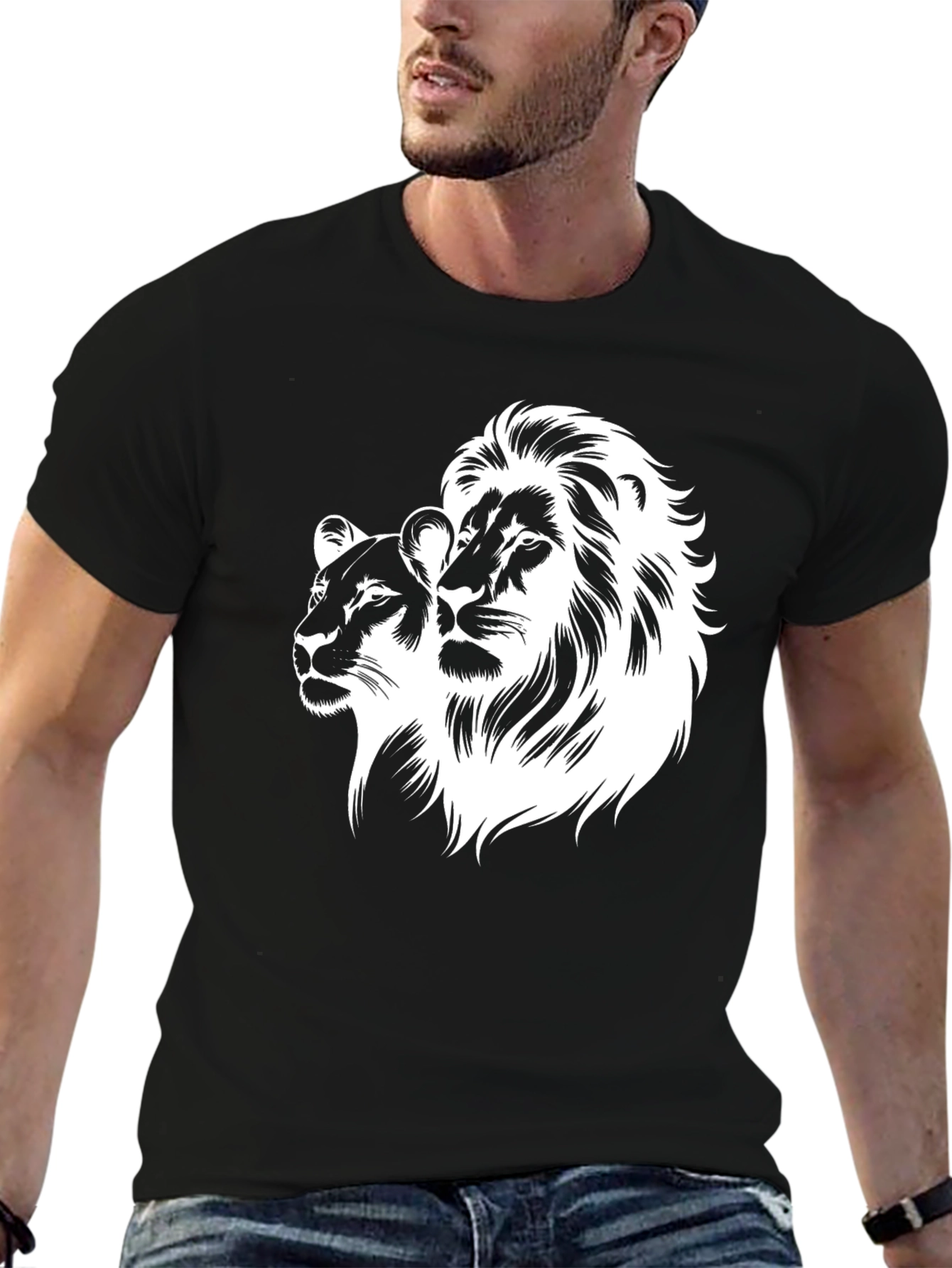Black Lion Pride Graphic Tee - Black Cotton T-Shirt view 6