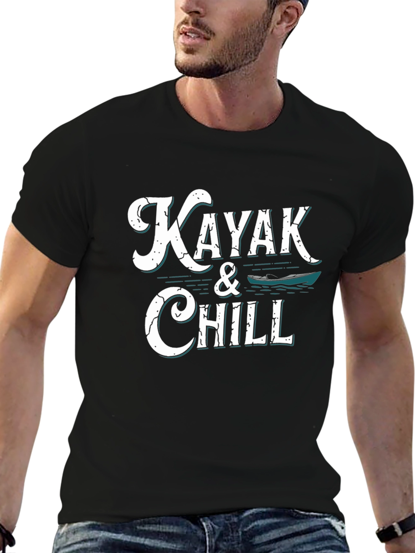 Black Kayaking Chill T-Shirt - Men's Black Tee view 6